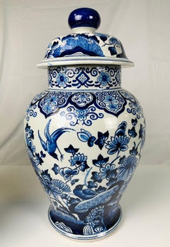 Pair of Blue and White Delft Jars, Late 19th Century
