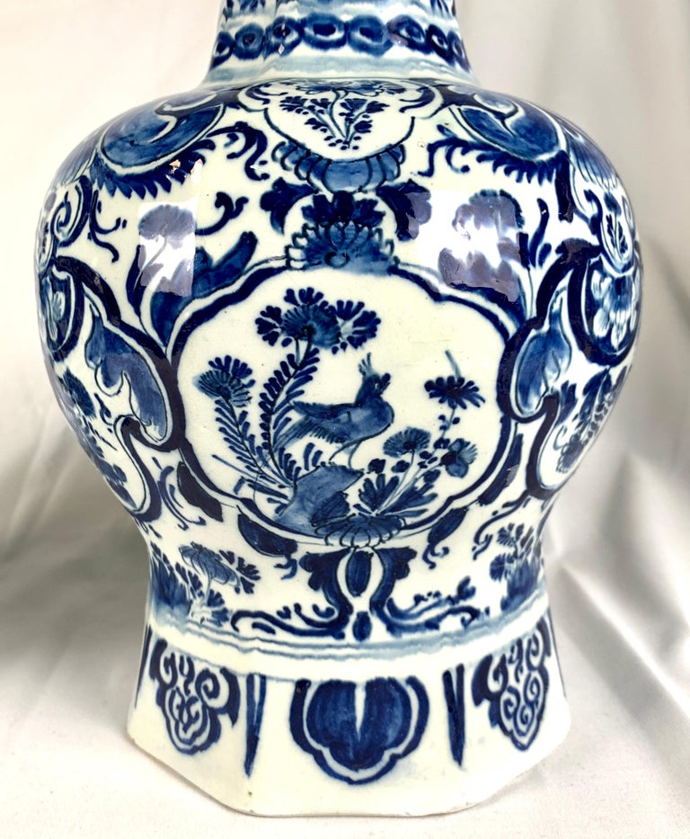 Pair Blue and White Delft Vases Hand Painted 18th Century circa 1770 ...