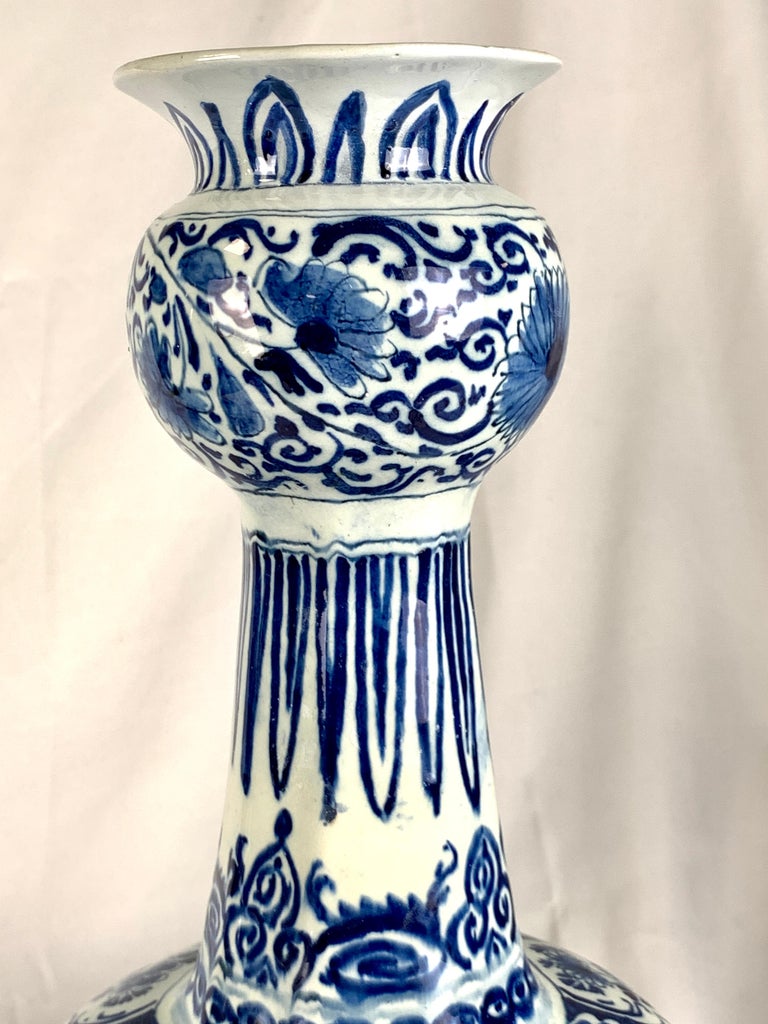 Pair Blue and White Delft Vases Hand Painted 18th Century circa 1770 ...