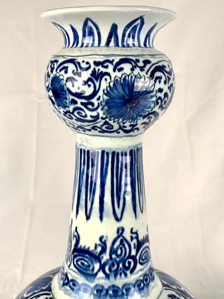 Pair Blue and White Delft Vases Hand Painted 18th Century circa 1770 ...