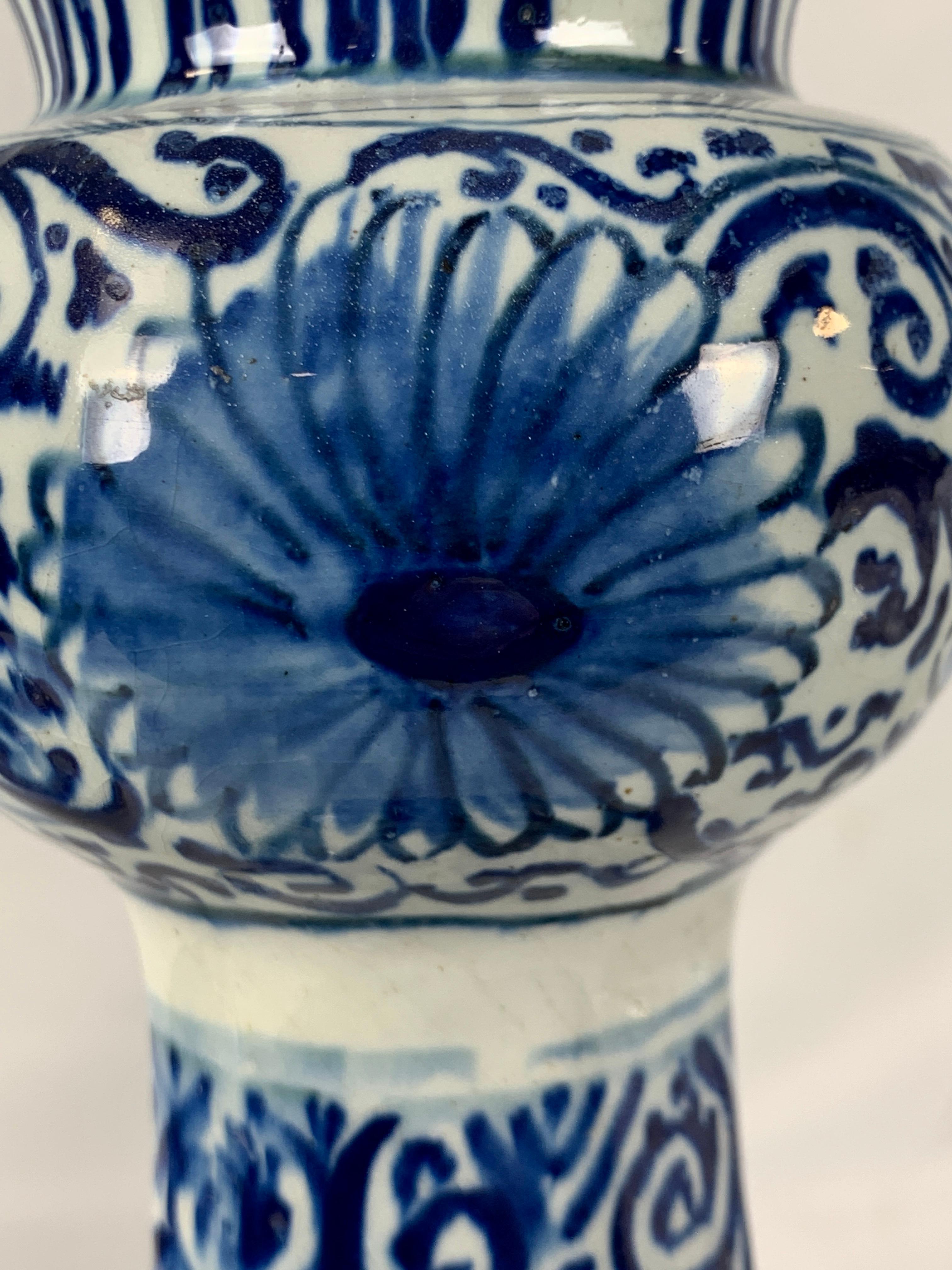 Pair of Blue and White Dutch Delft Vases, 18th Century 2