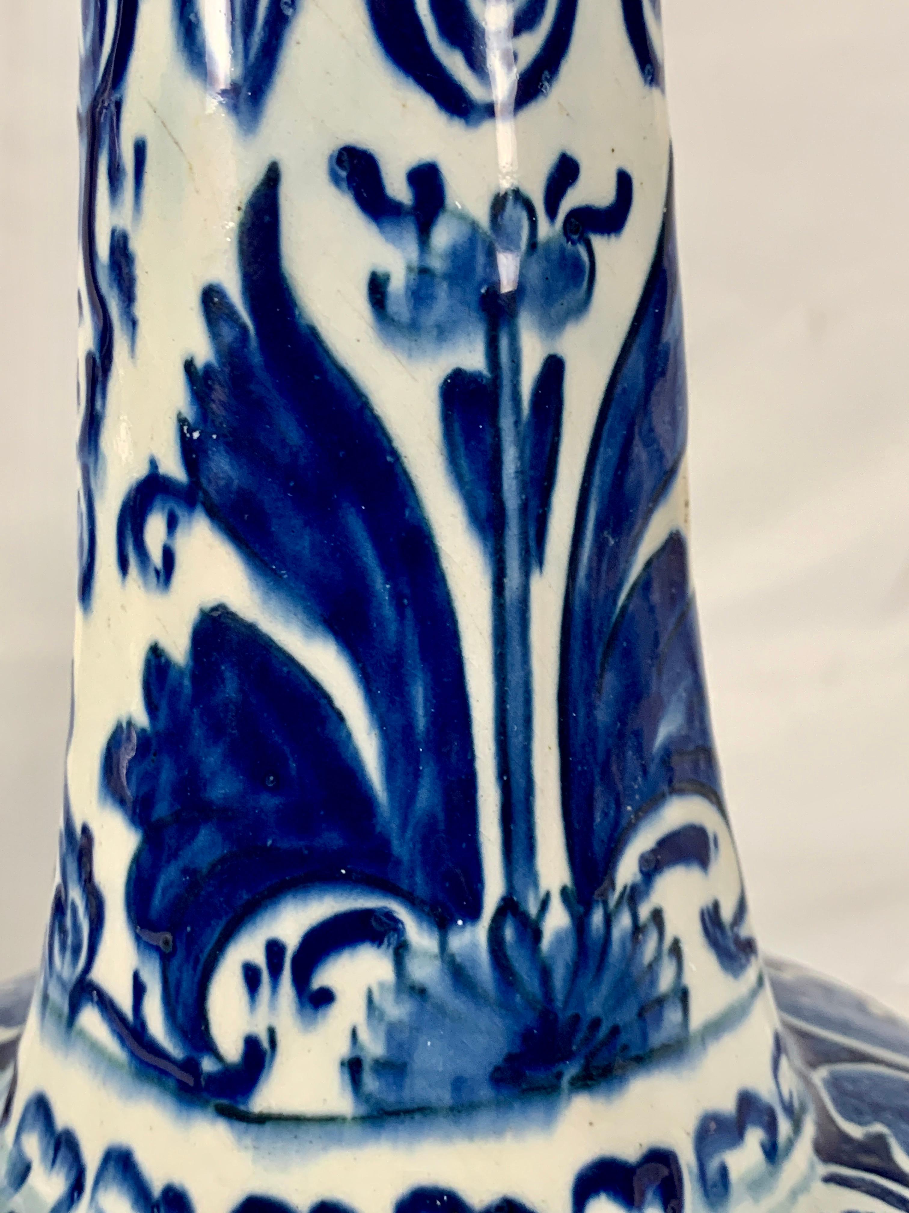 Pair of Blue and White Dutch Delft Vases, 18th Century 3