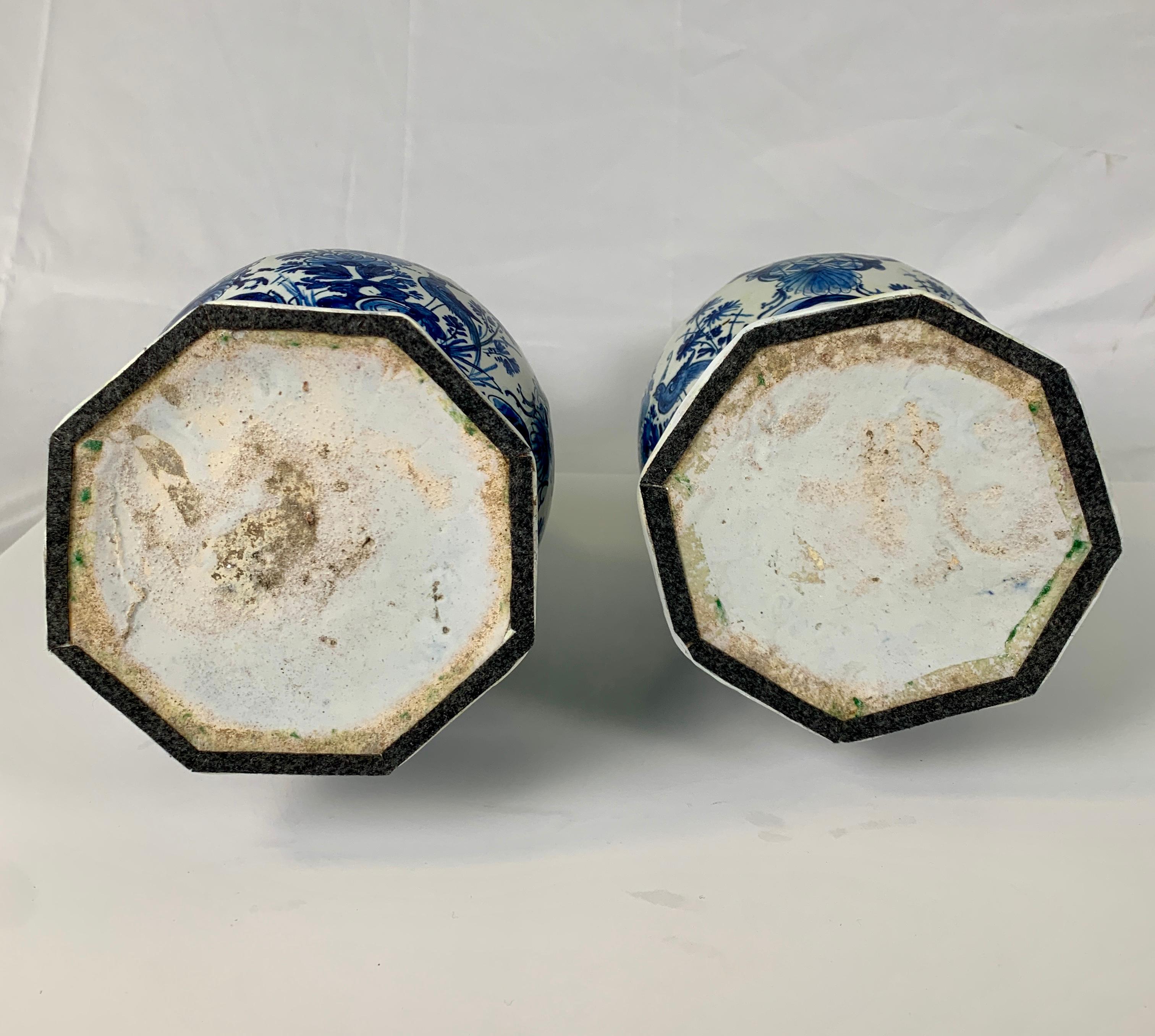 Pair of Blue and White Dutch Delft Vases, 18th Century 4