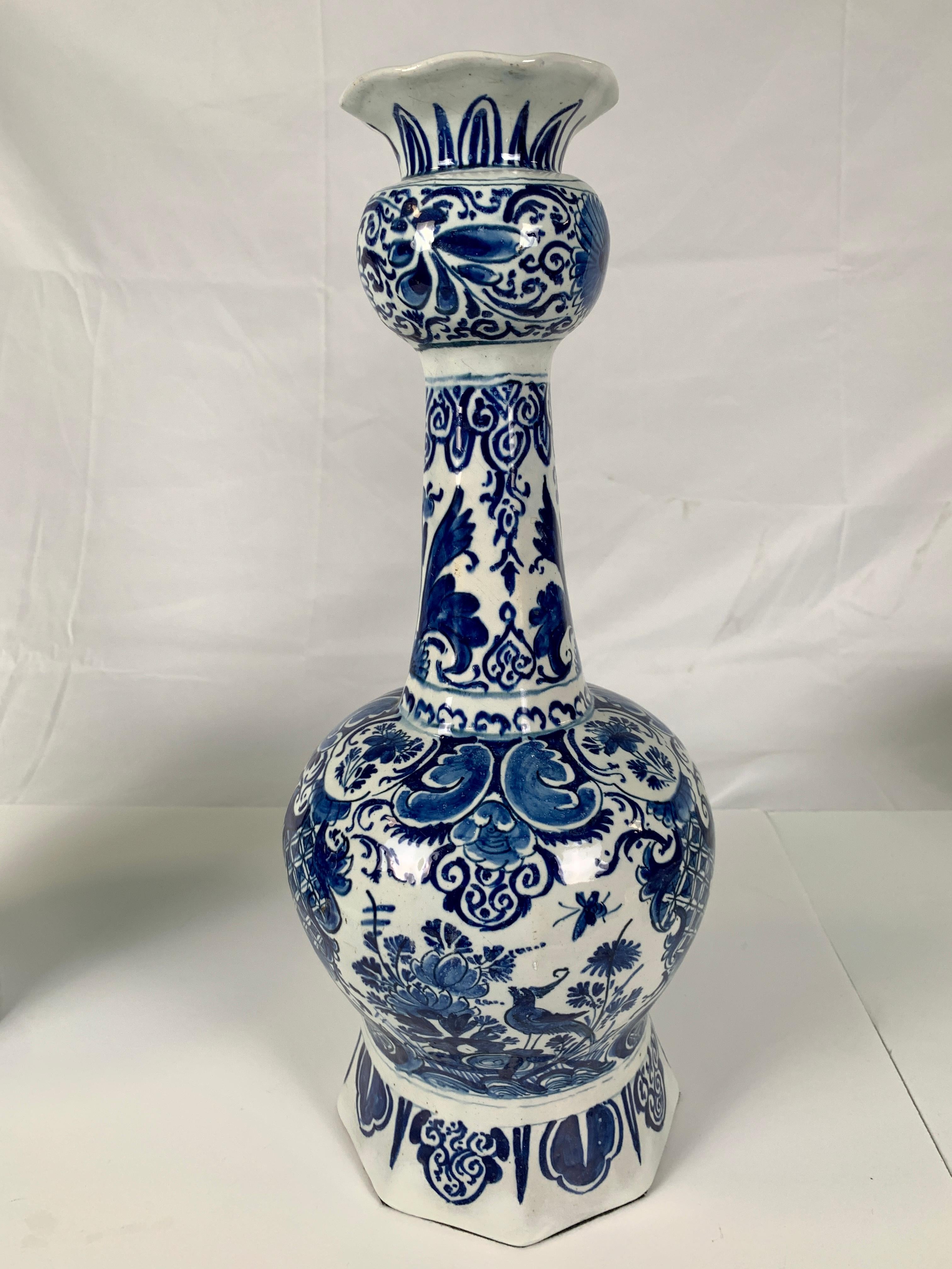blue and white delft vases