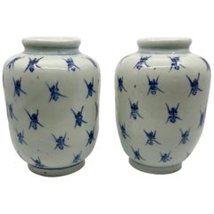 Paire de vases à gingembre bleus et blancs