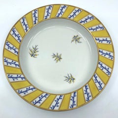 Pair Blue and Yellow Gilt Derby Soup Plates