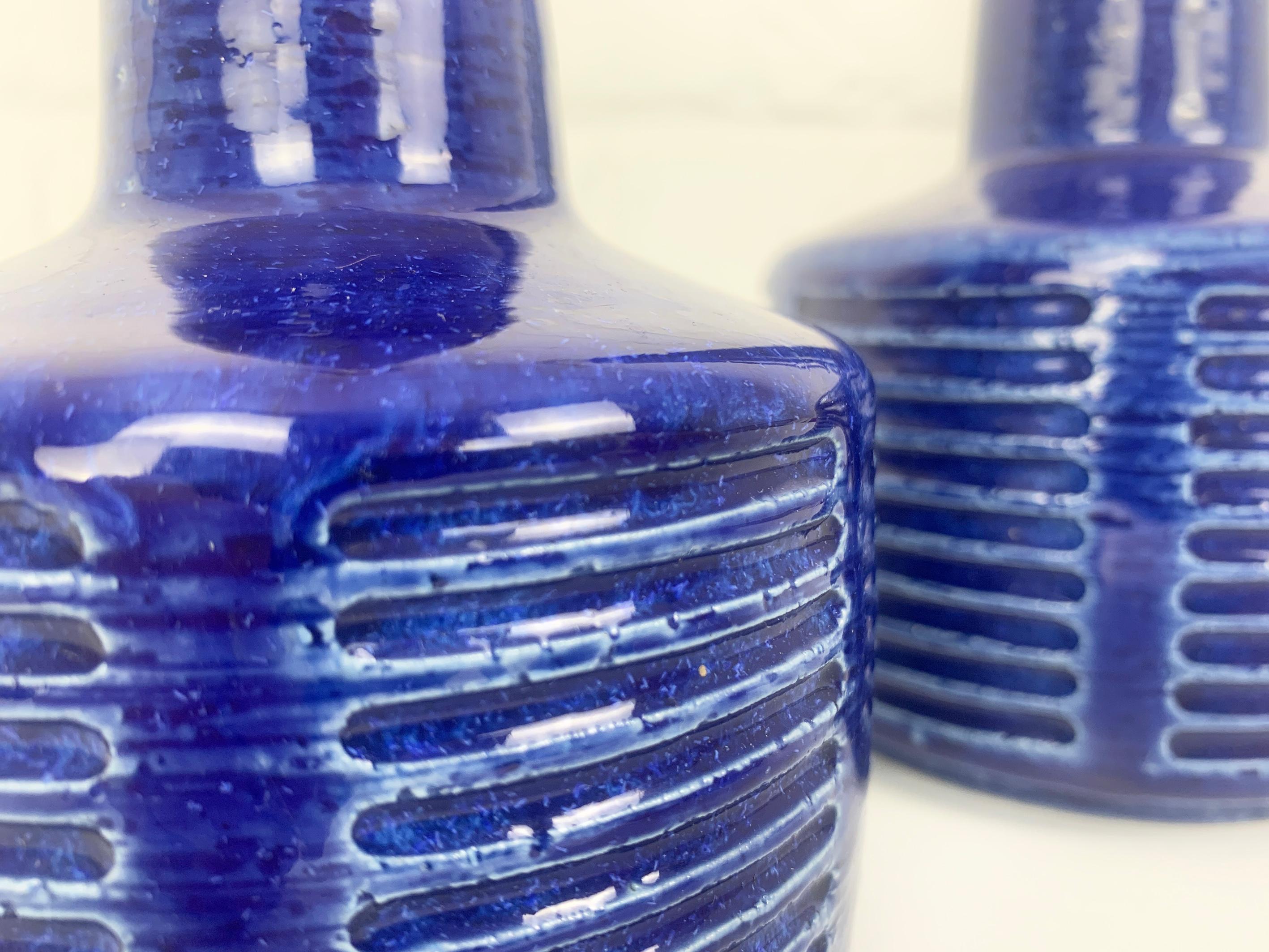Blaue Keramik-Tischlampen von Palshus Dänemark, Steingut Linnemann-Schmidt, Paar im Angebot 5