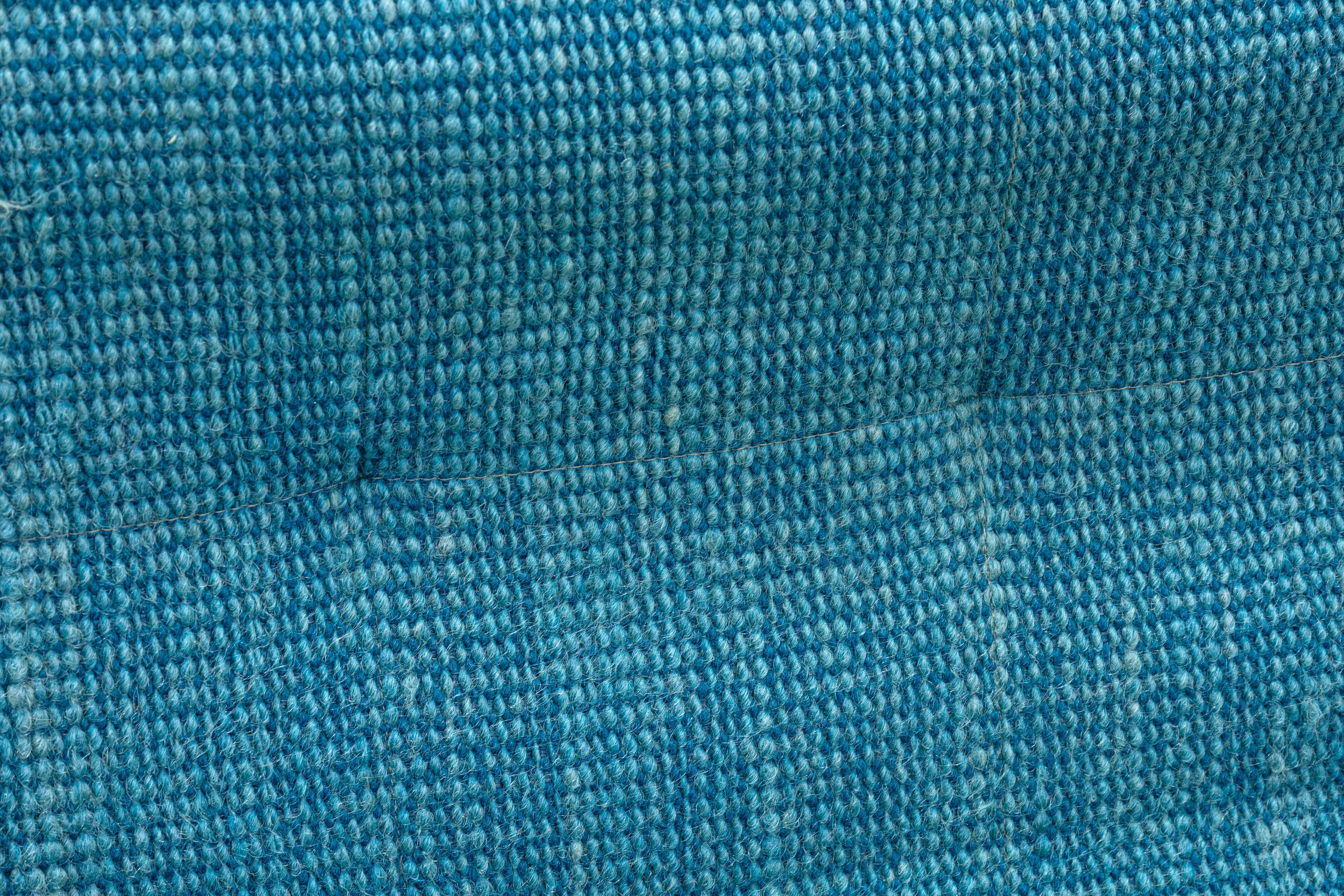 Pair Blue Fabric VIntage Florence Knoll Parallel Bar Chrome Accent Lounge Chairs 5