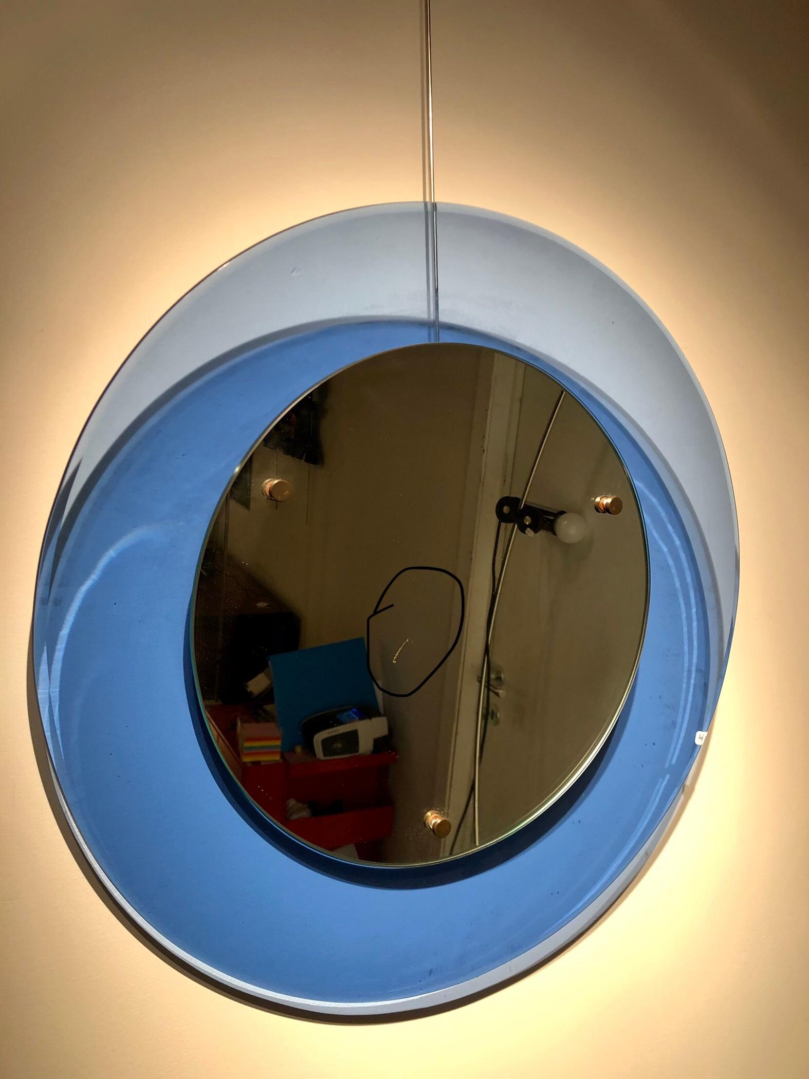 Paire de miroirs bleus Mid-Century Modern en vente 5