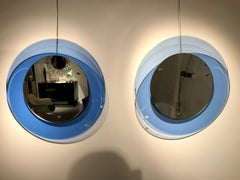 Pair Blue Mirror Mid-Century Modern