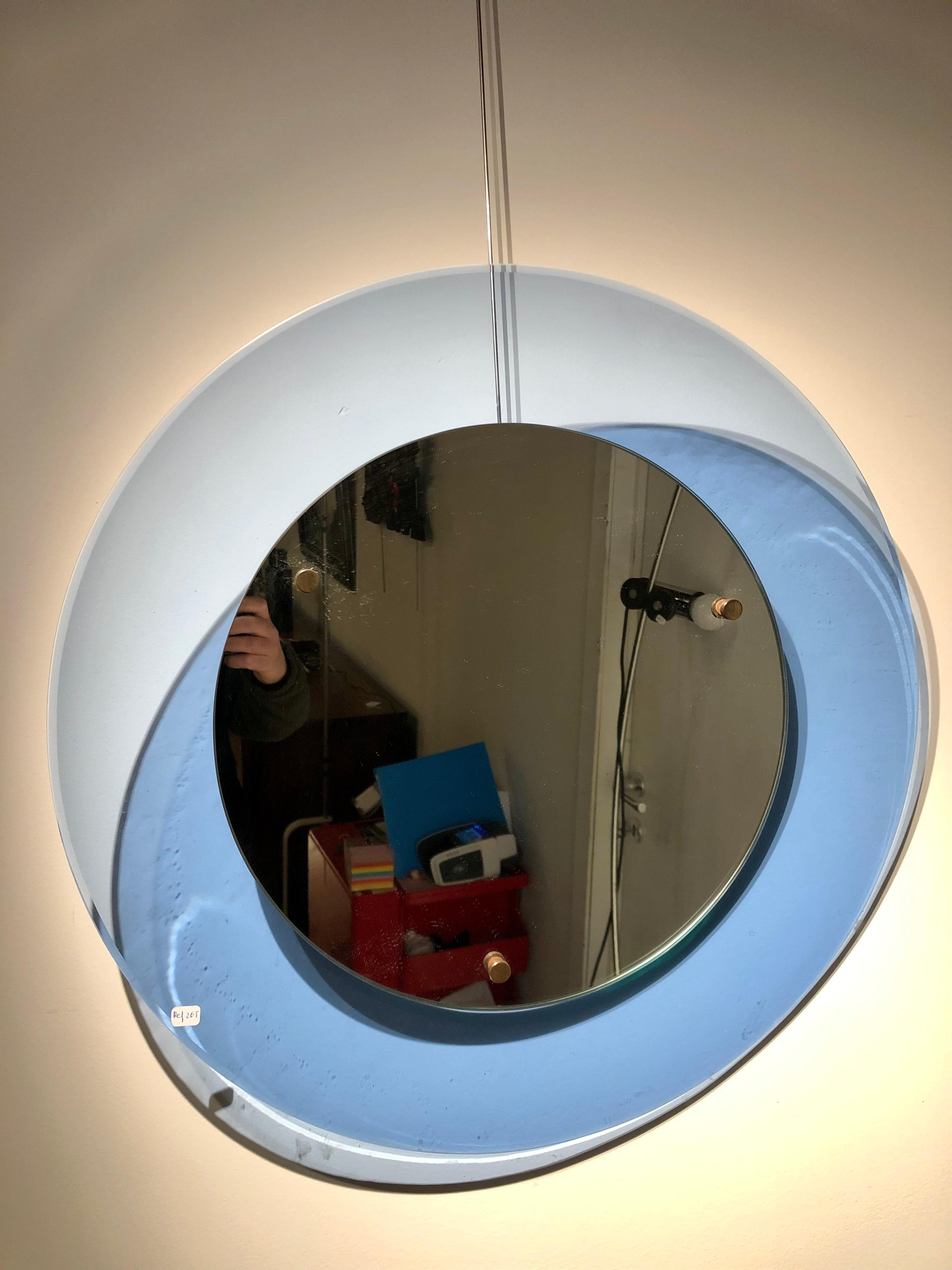 Paire de miroirs bleus Mid-Century Modern Abîmé - En vente à Bruxelles, BE