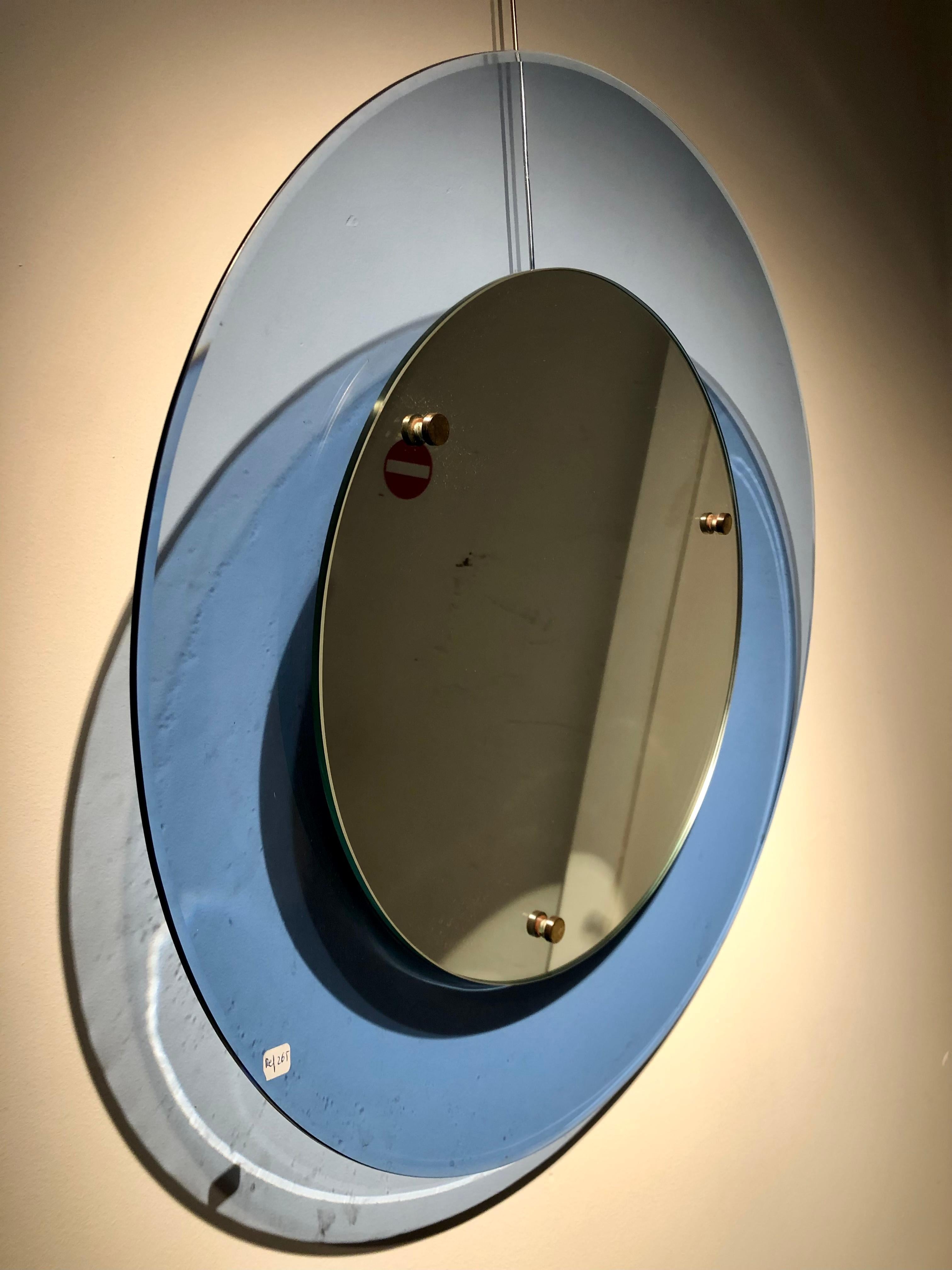 Milieu du XXe siècle Paire de miroirs bleus Mid-Century Modern  en vente