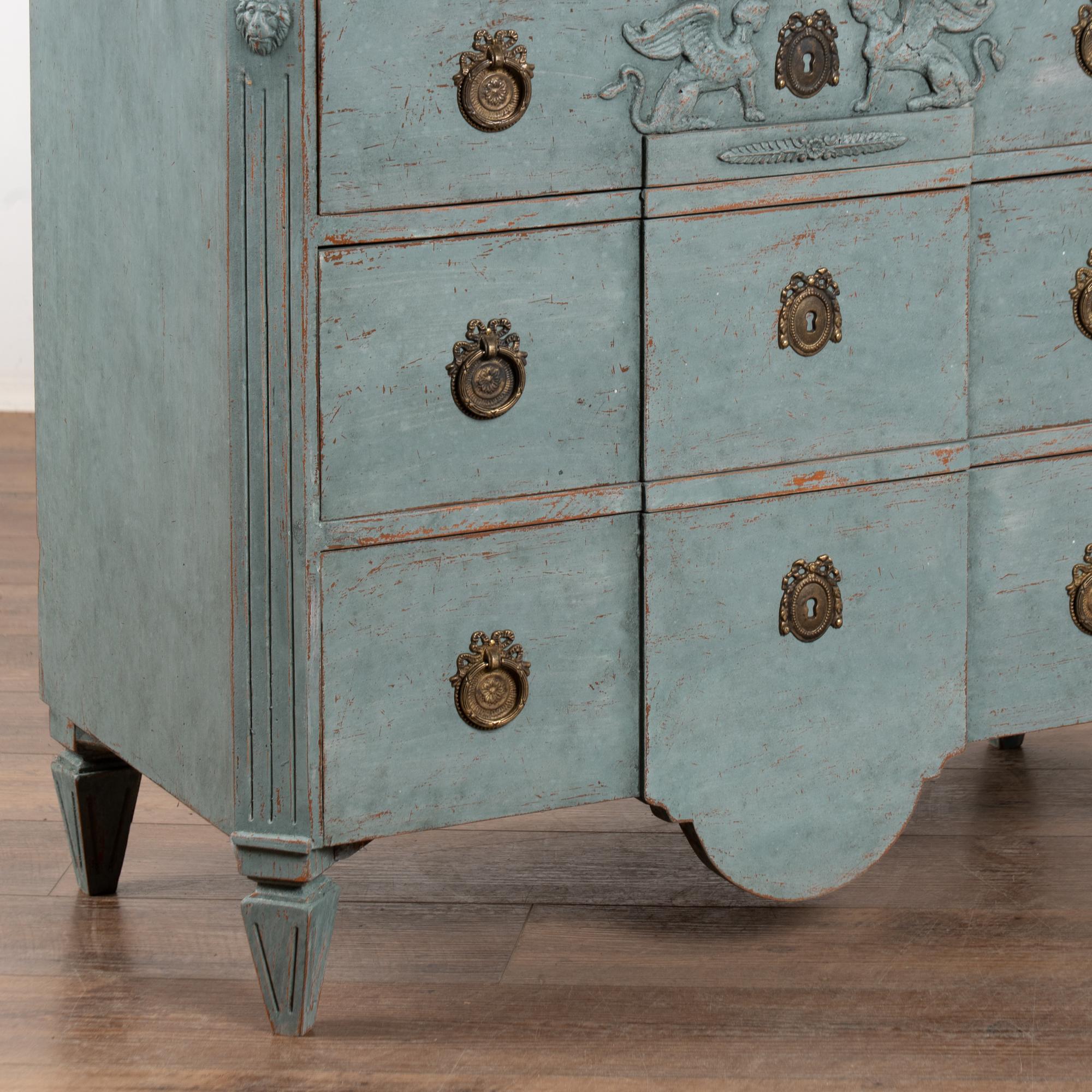 Pair, Blue Painted Swedish Gustavian Chest of Drawers For Sale 9