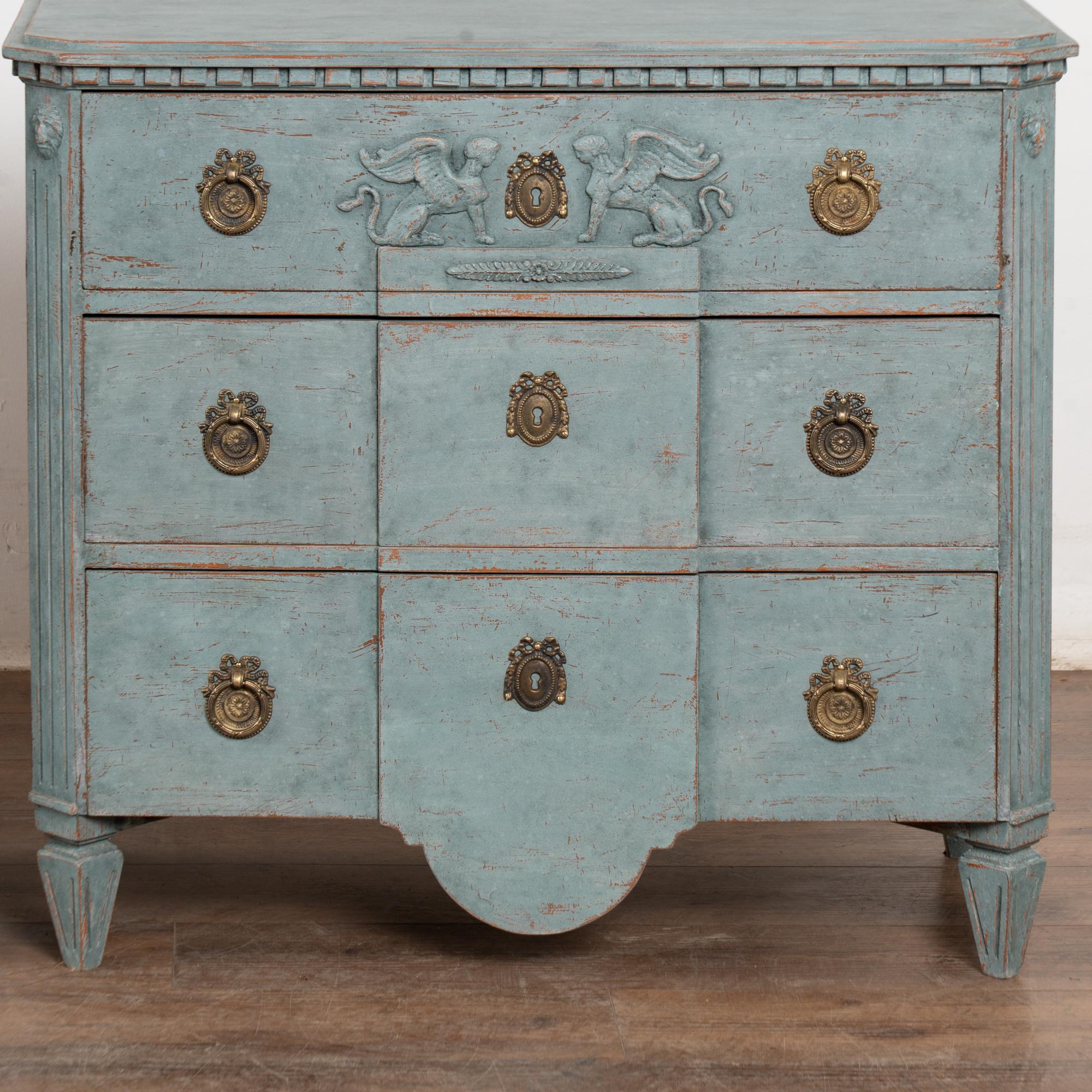 Pair, Blue Painted Swedish Gustavian Chest of Drawers For Sale 1