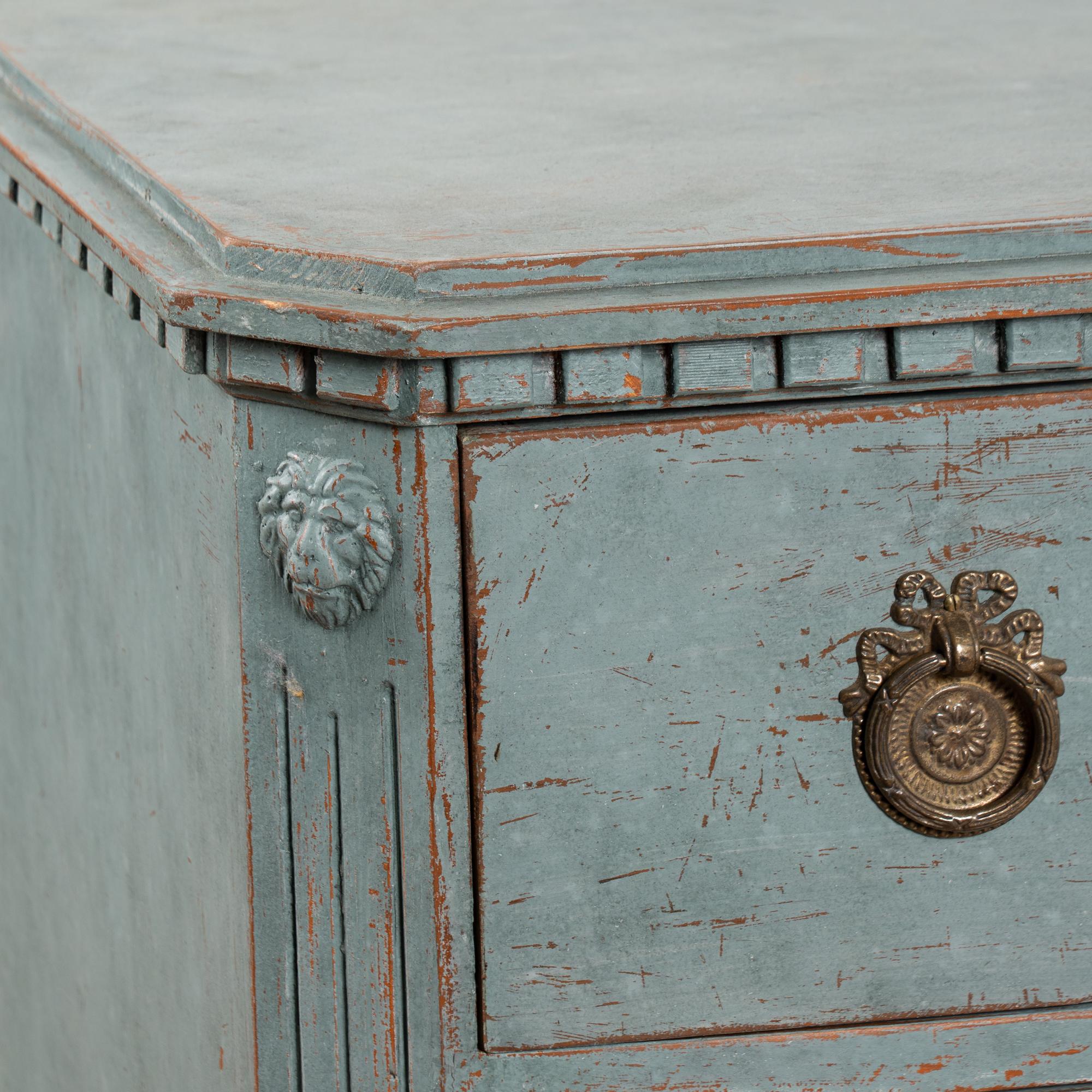 Pair, Blue Painted Swedish Gustavian Chest of Drawers For Sale 4