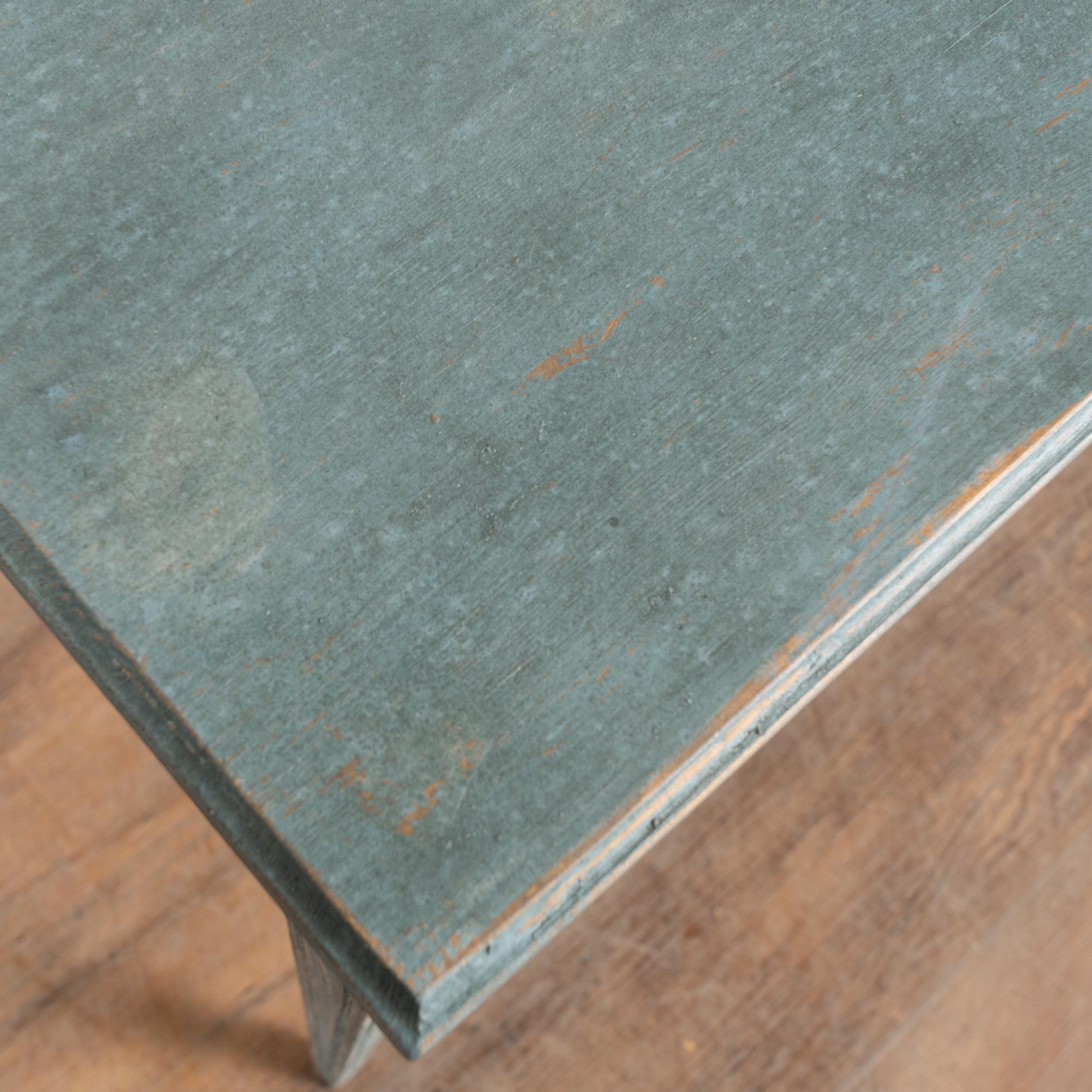 Pair, Blue Swedish Gustavian Style Reproduction Side Tables For Sale 1