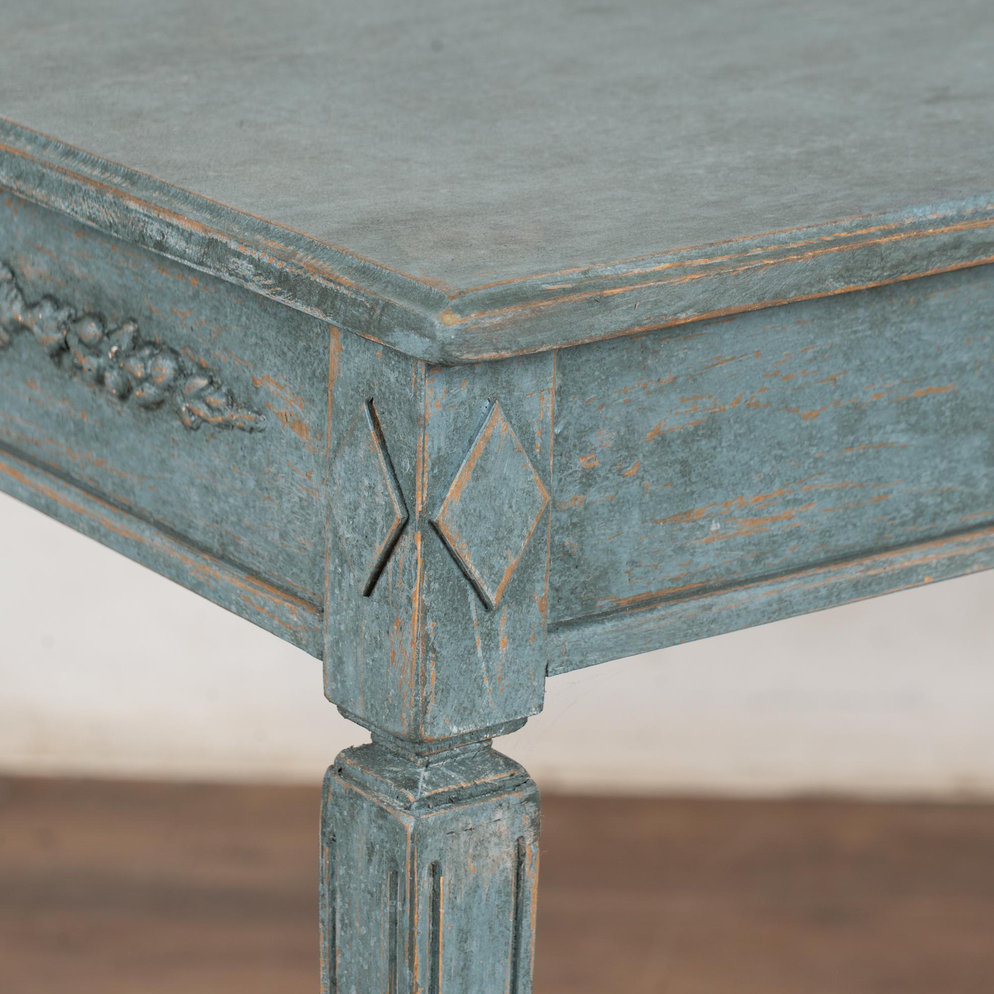 Pair, Blue Swedish Gustavian Style Reproduction Side Tables For Sale 2