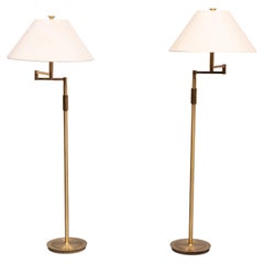 pair B&M Leuchten  Brass library Floor lamps 1970s