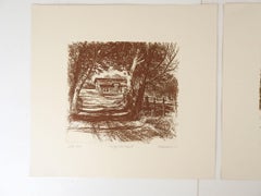 Pair Bob Wygant Etchings Log House & Depot