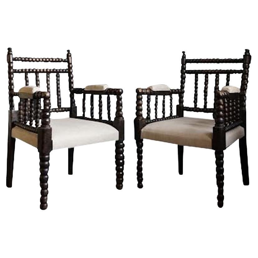 Pair Bobbin Side Chairs, England, 19th Century