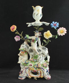 Pair of Bocage Candlesticks, Putti and Goats. Bow 1766