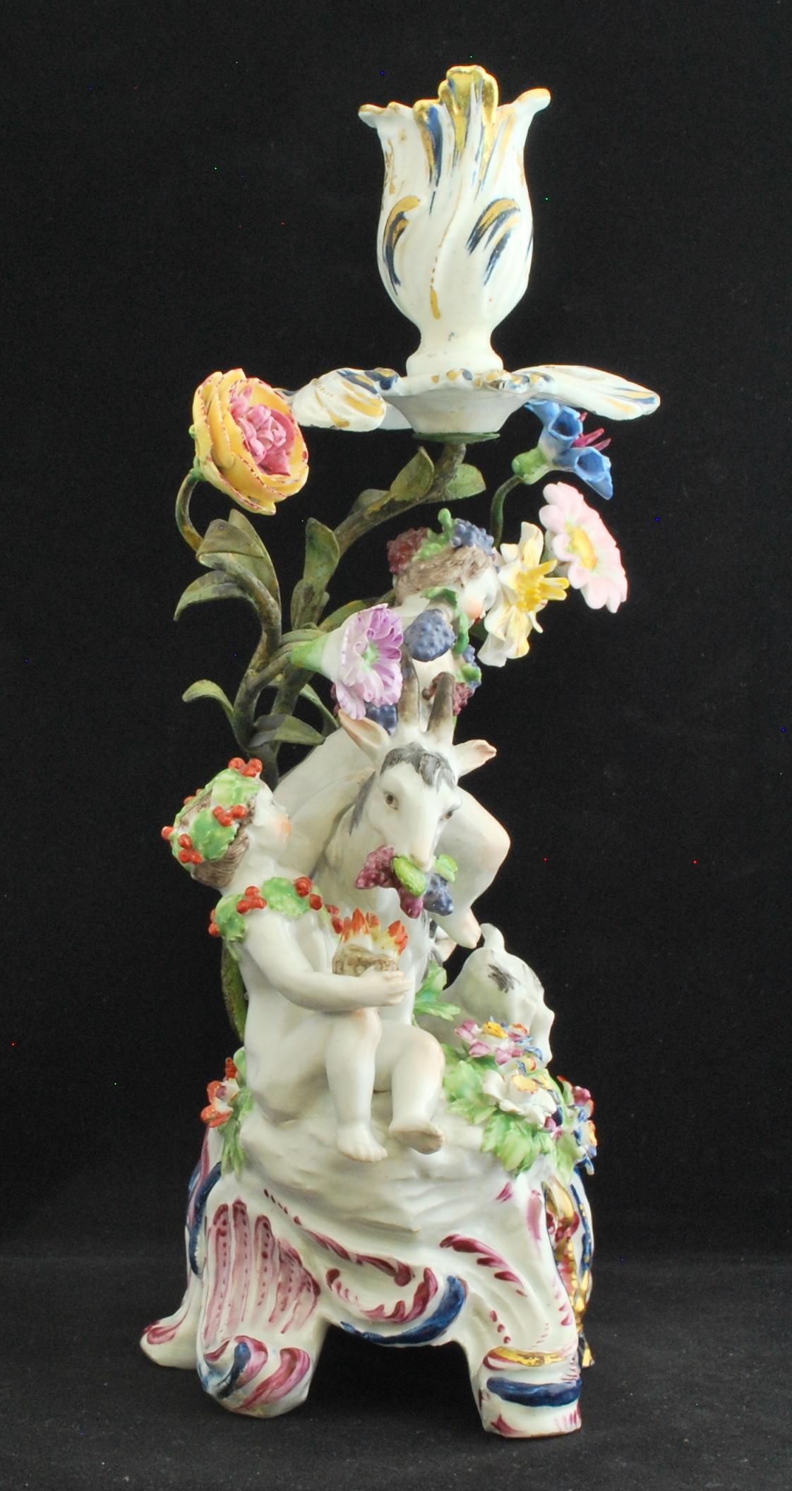 Pareja de candelabros Bocage, Putti y cabras. Arco 1766 Inglés en venta