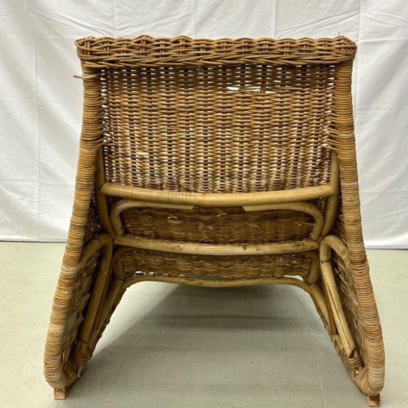 Pair Bohemian Mid-Century Modern Karlskrona Rattan Wicker Chaise Lounge Chairs For Sale 6
