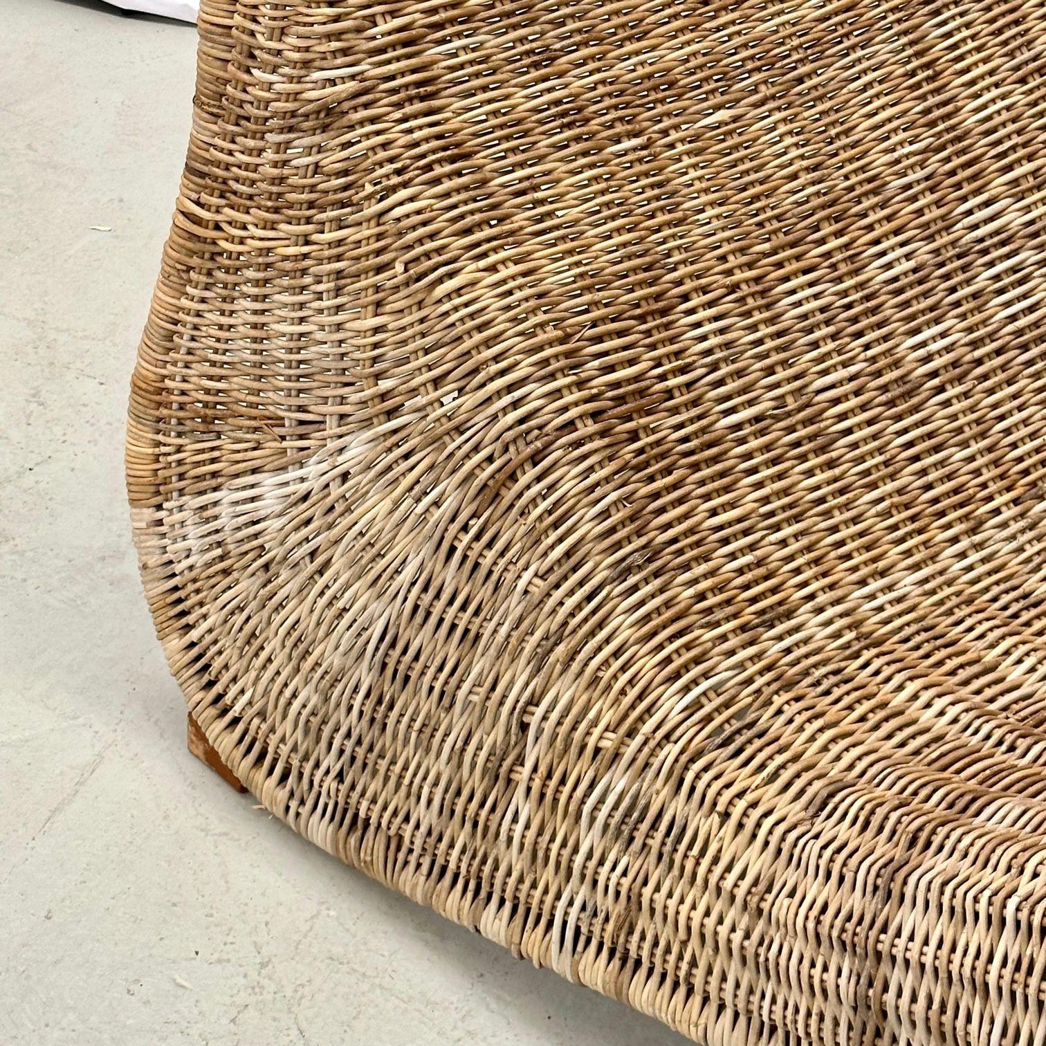 Pair Bohemian Mid-Century Modern Karlskrona Rattan Wicker Chaise Lounge Chairs For Sale 12