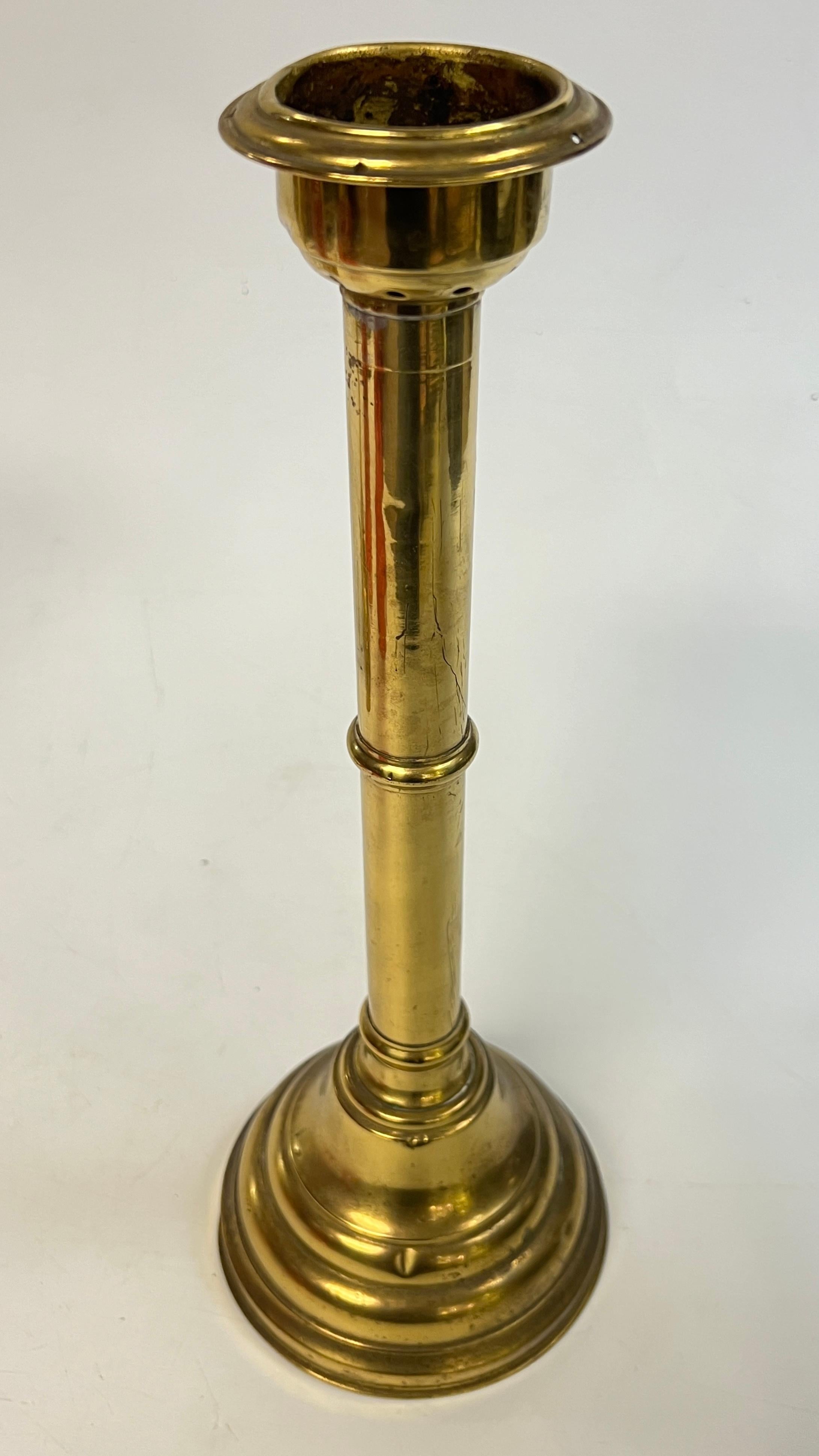 Pair Bohemian Ruby Red Glass Russian Brass Candlesticks for the Persian Market 6