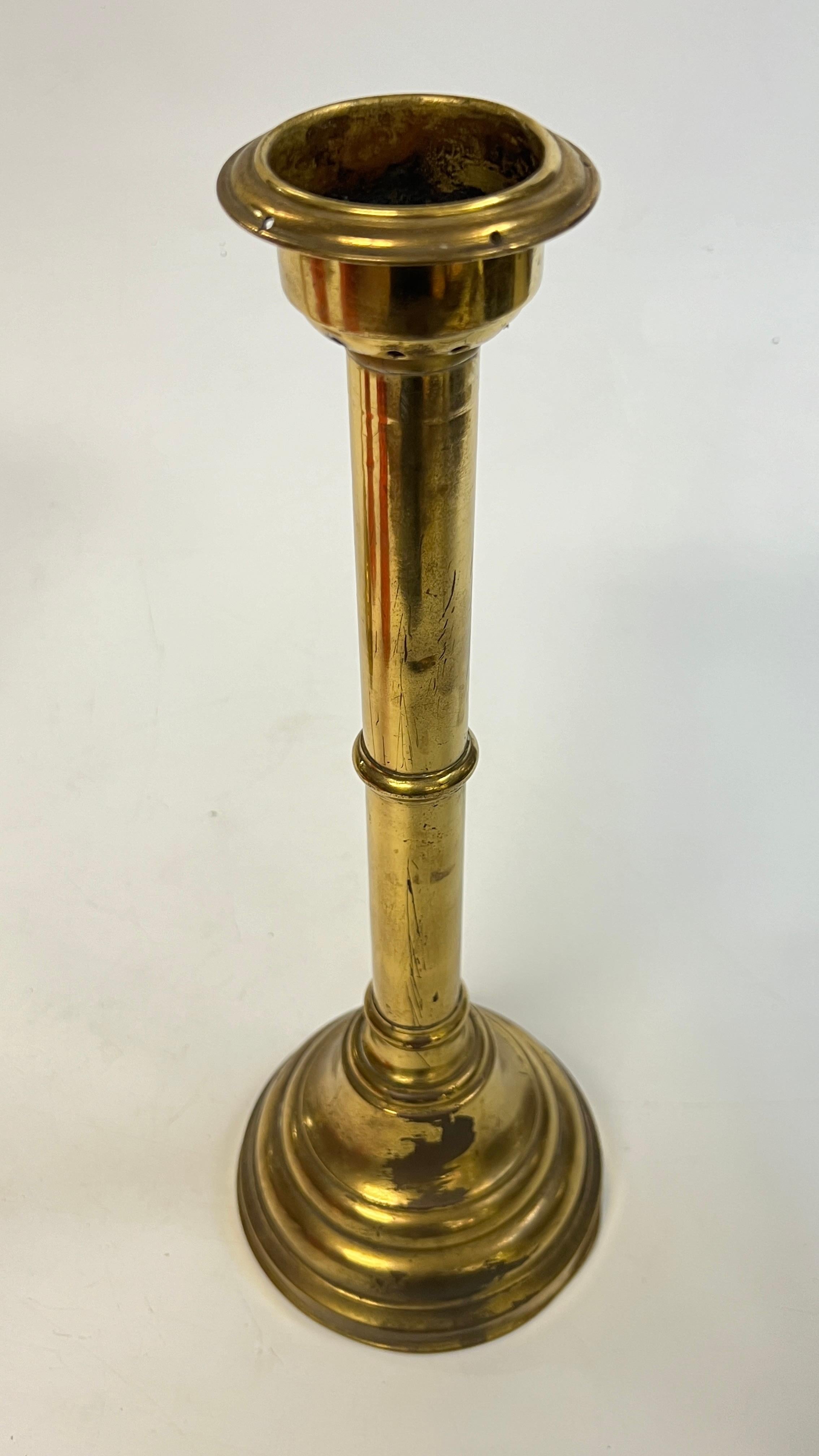 Pair Bohemian Ruby Red Glass Russian Brass Candlesticks for the Persian Market 7