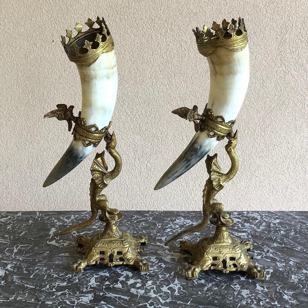 Pair of Bookends, 19th Century Bronze-Mounted Horn 1