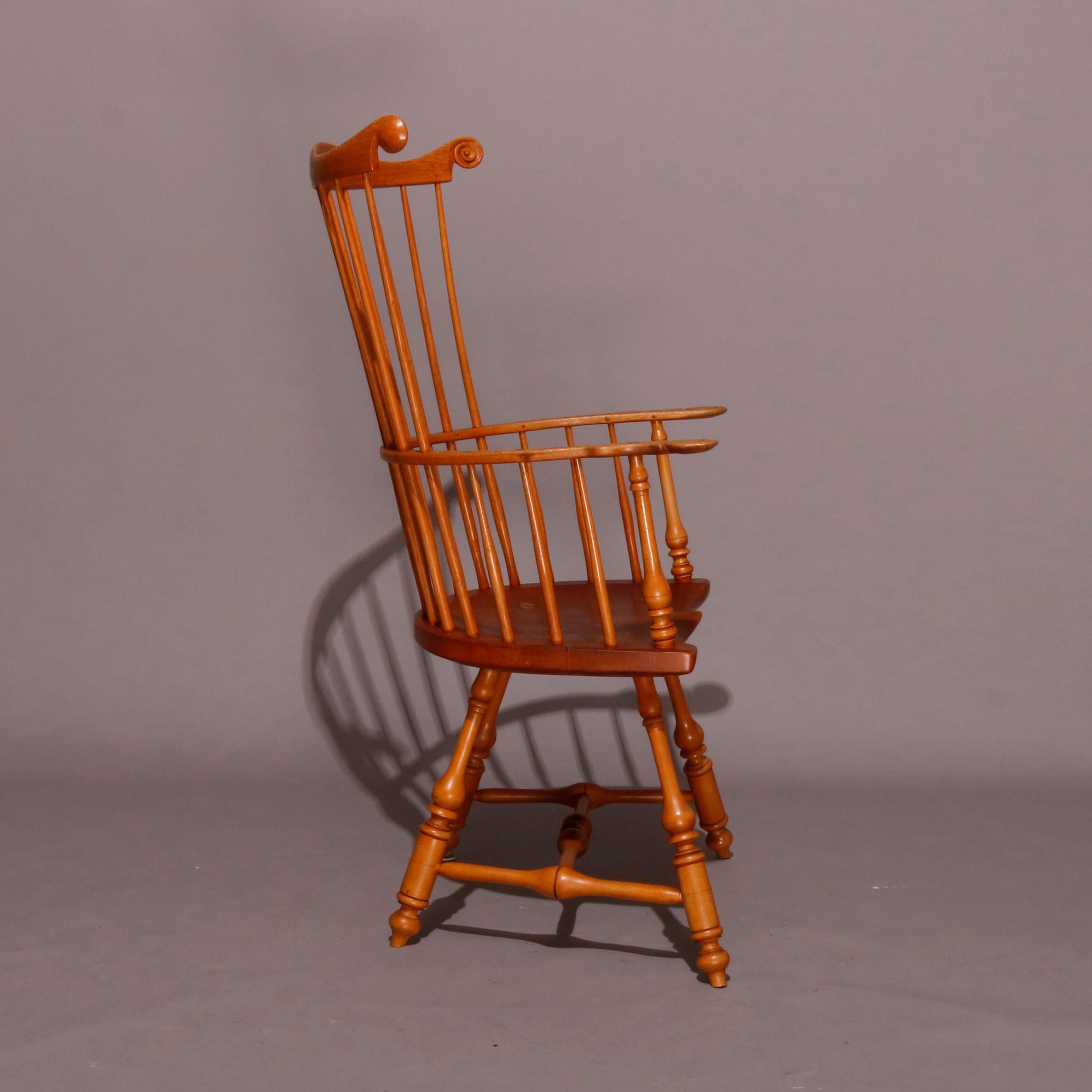 Hand-Crafted Pair of Boston Americana Handmade Fan-Back Oak Windsor Chairs, 20th Century