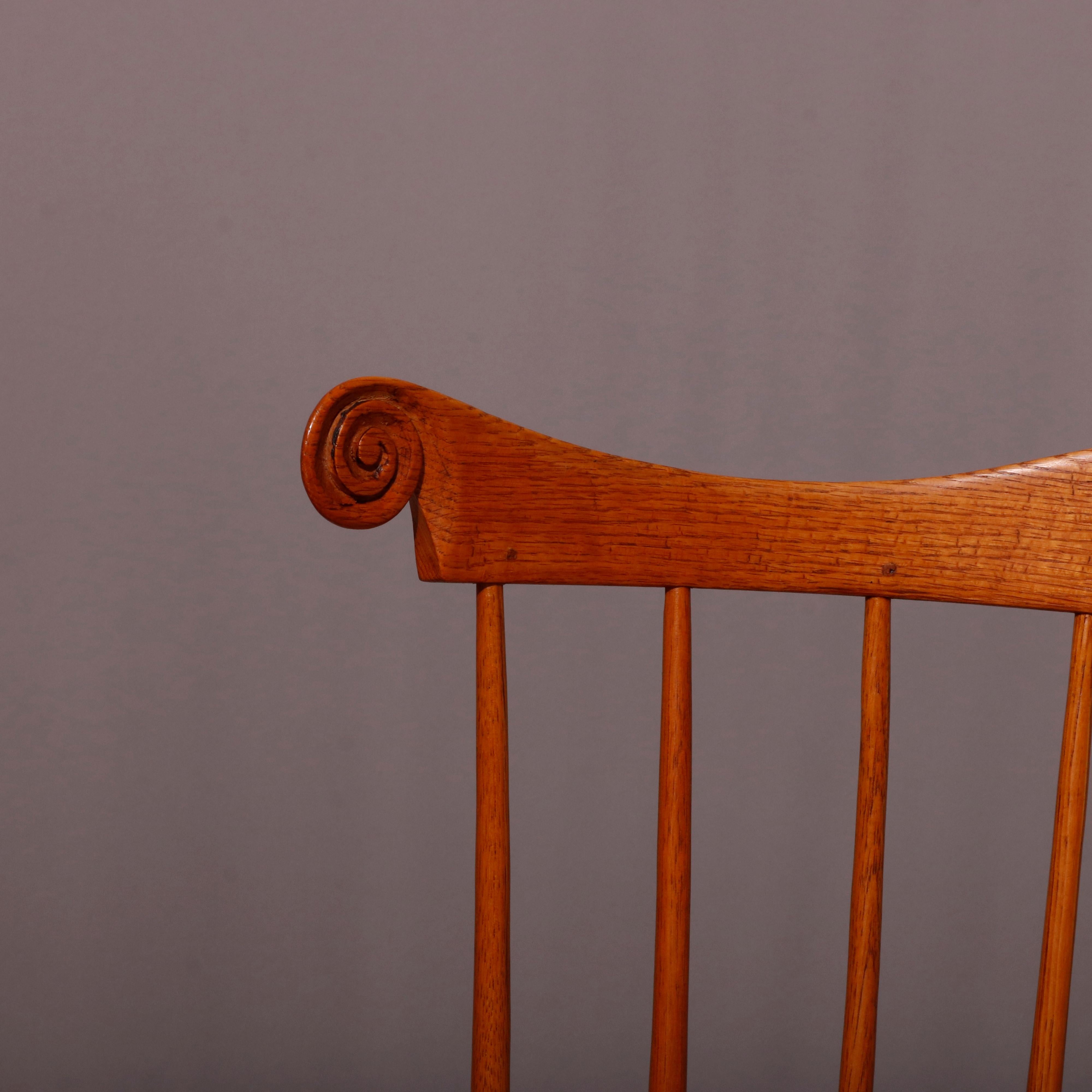 Pair of Boston Americana Handmade Fan-Back Oak Windsor Chairs, 20th Century 1