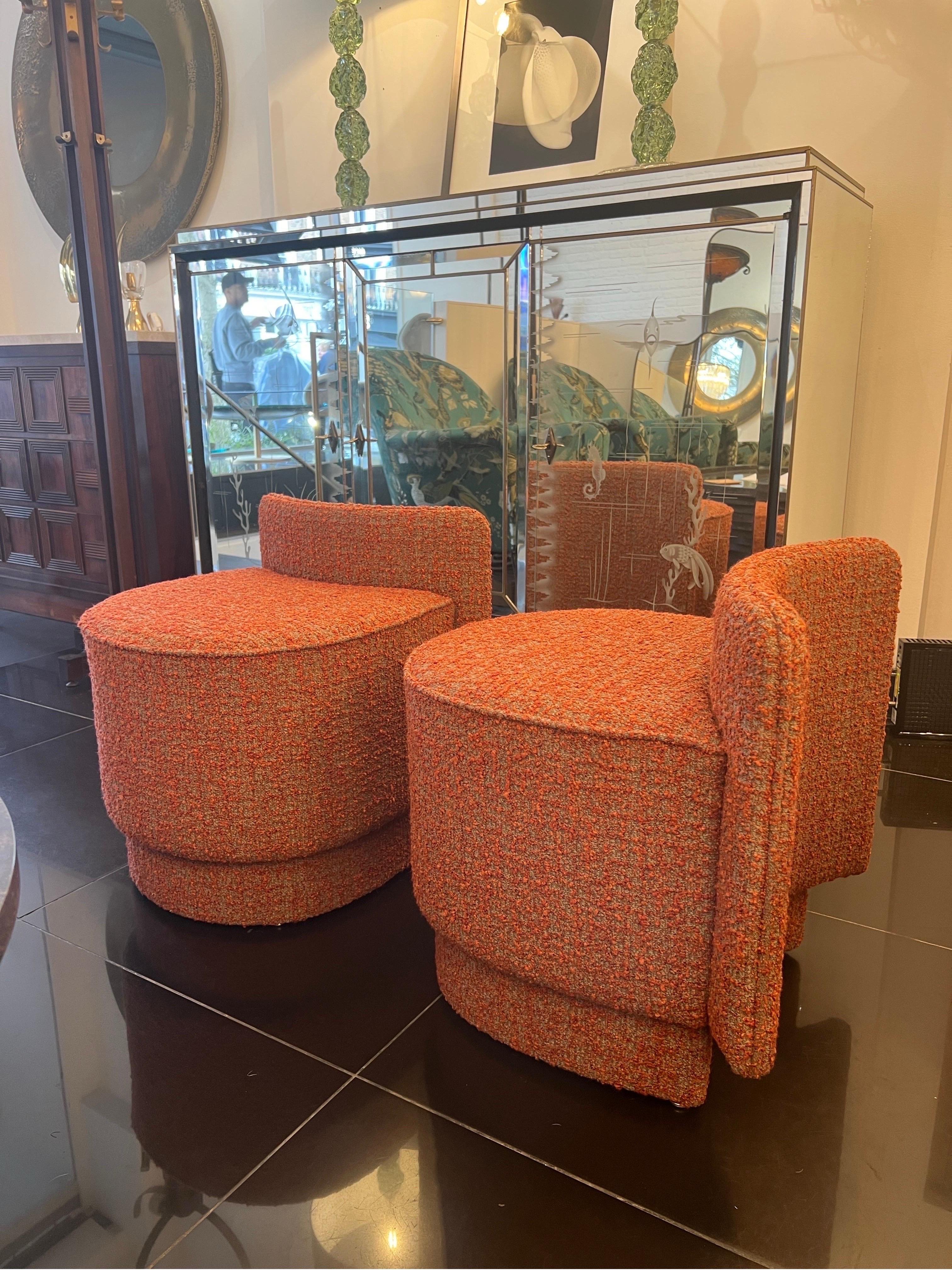 Italian Pair boucle cocktail chairs  For Sale