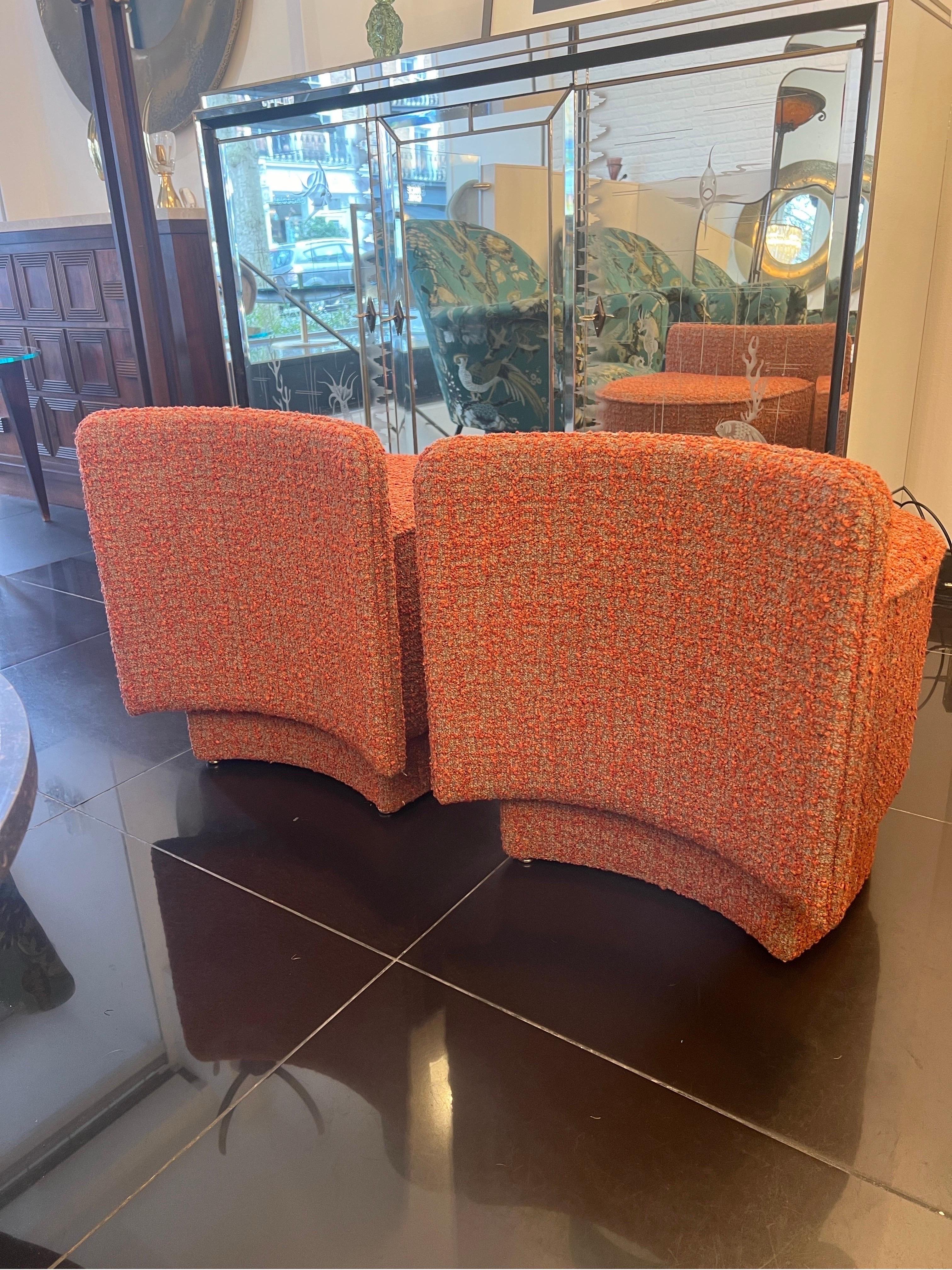 Hand-Crafted Pair boucle cocktail chairs 