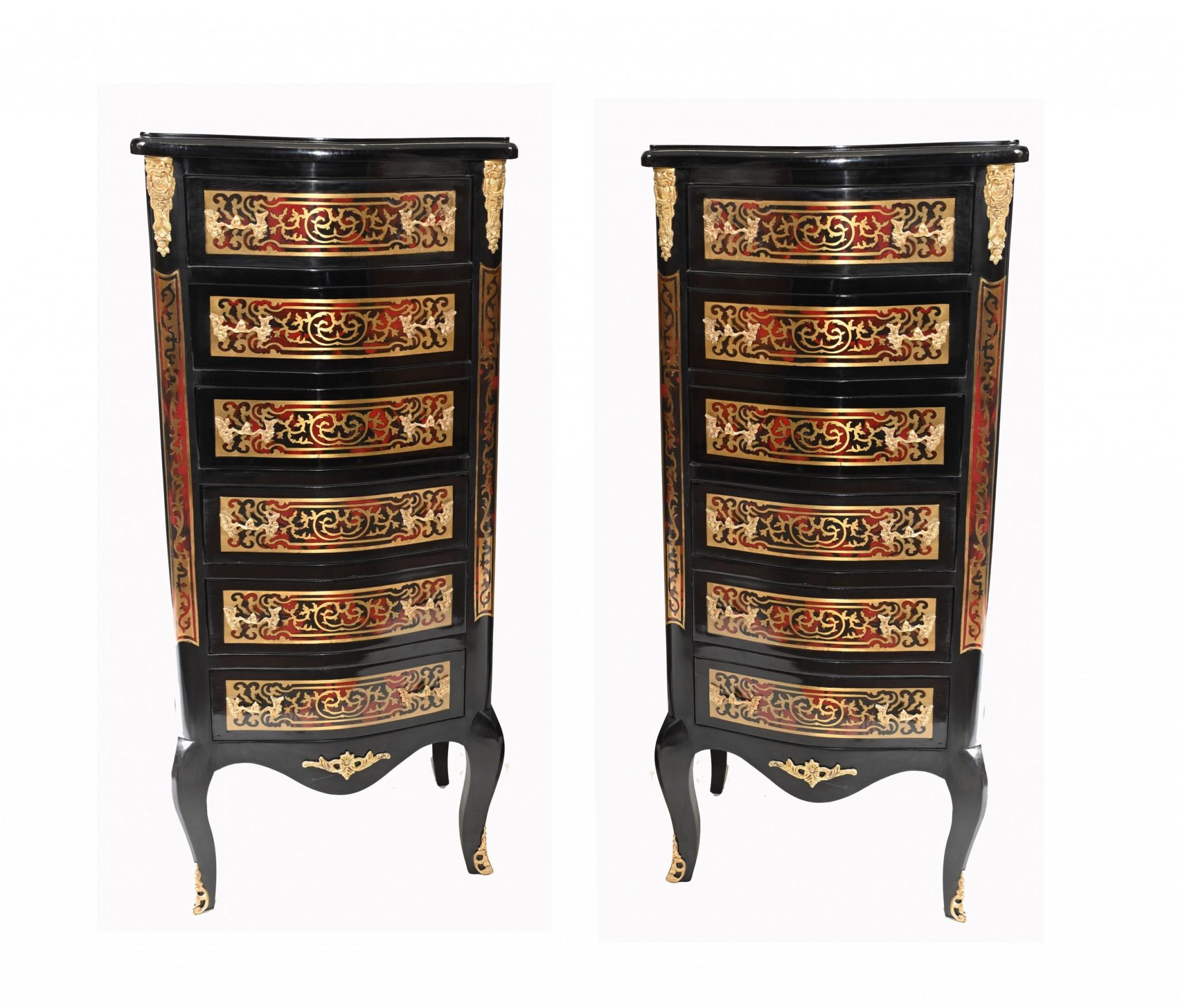 Coppia di cassettiere Boulle Tall Boy a intarsio francese in vendita 5