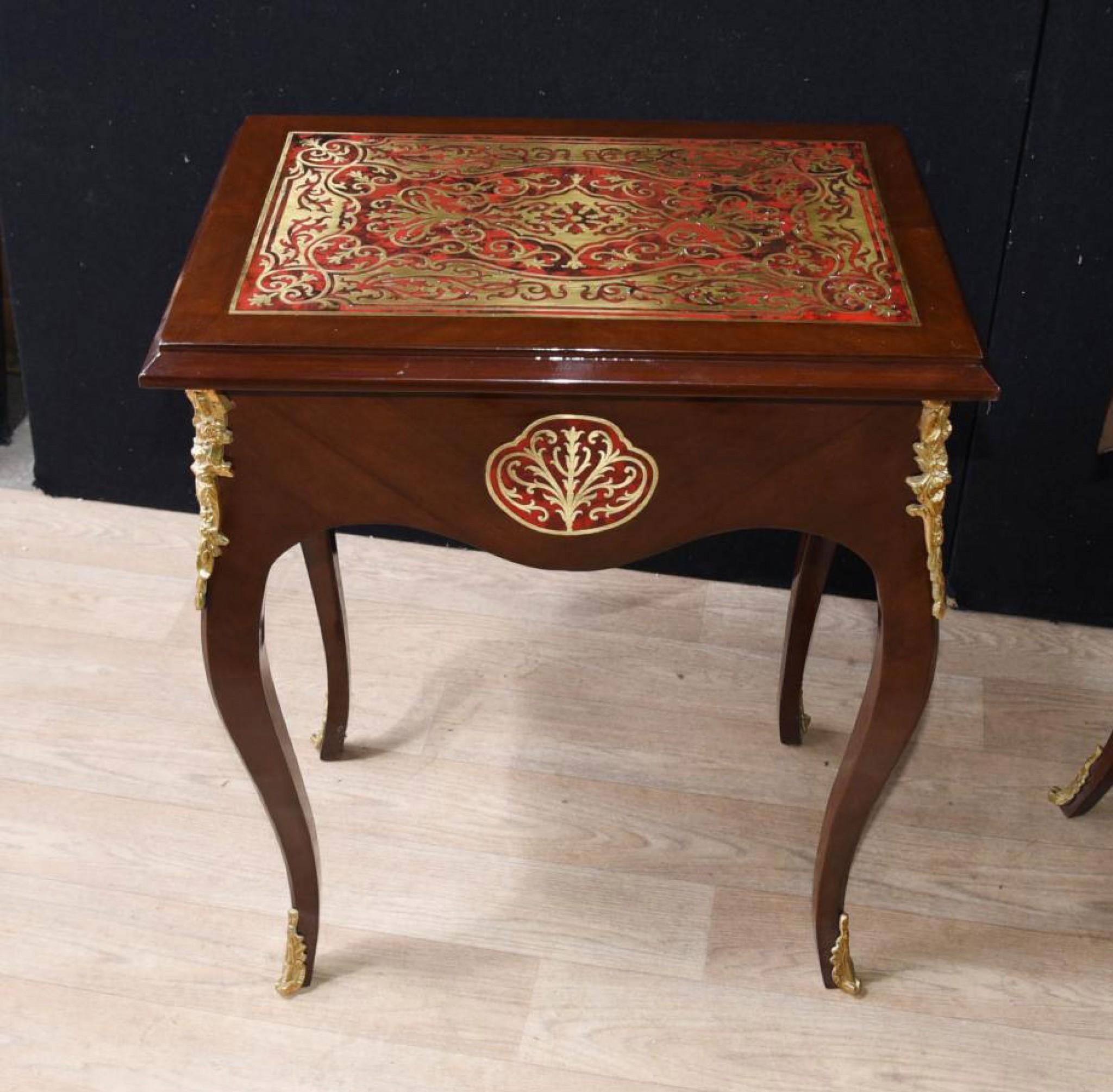 Pair Boulle Inlay Side Tables Cocktail Table French Furniture For Sale 5