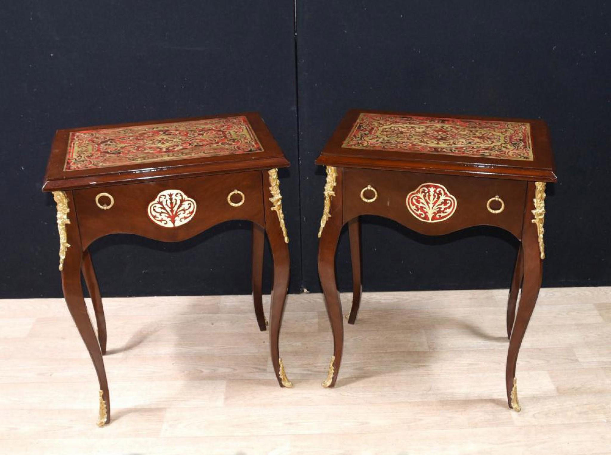 Pair Boulle Inlay Side Tables Cocktail Table French Furniture For Sale 6