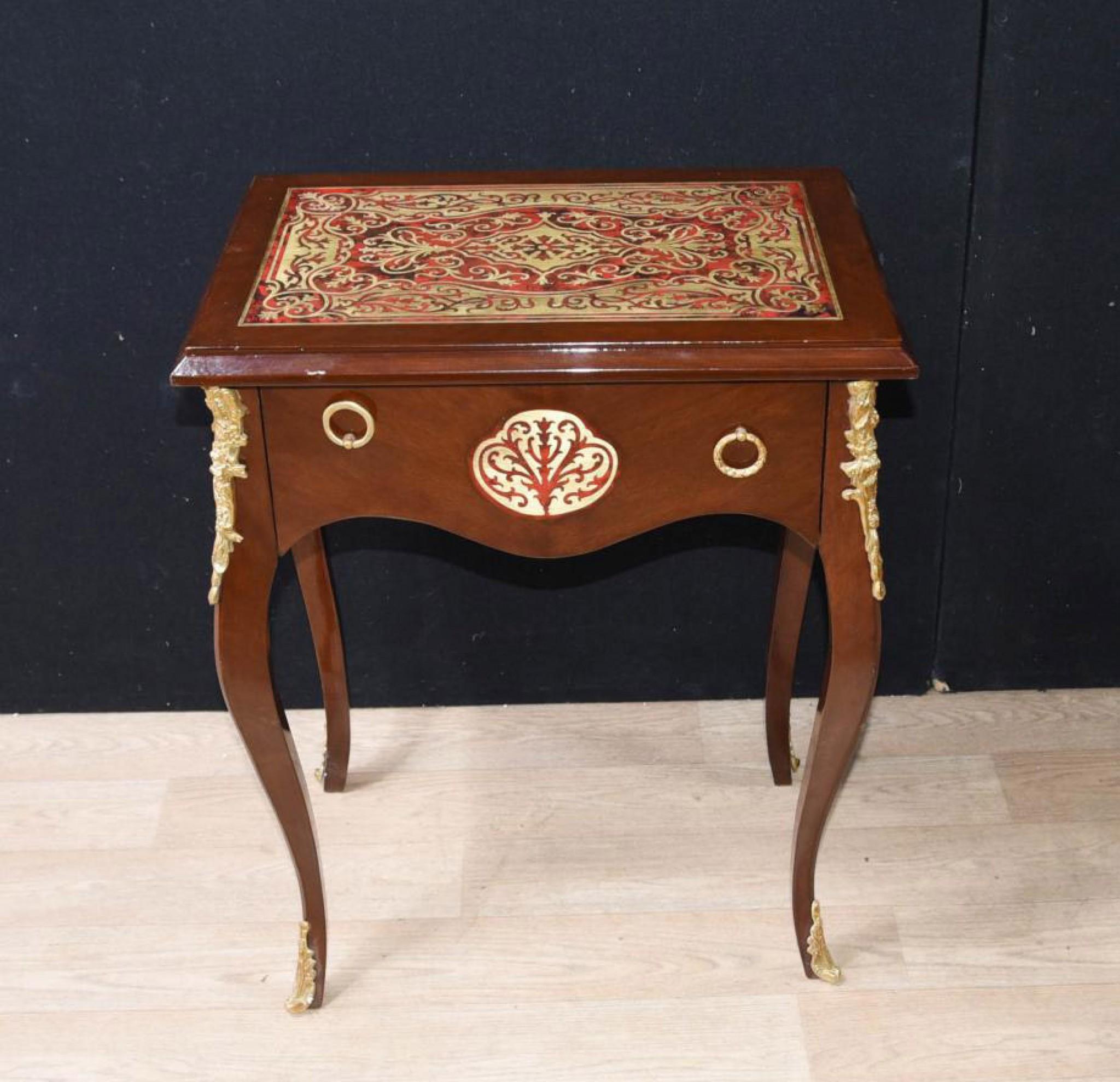 Late 20th Century Pair Boulle Inlay Side Tables Cocktail Table French Furniture For Sale
