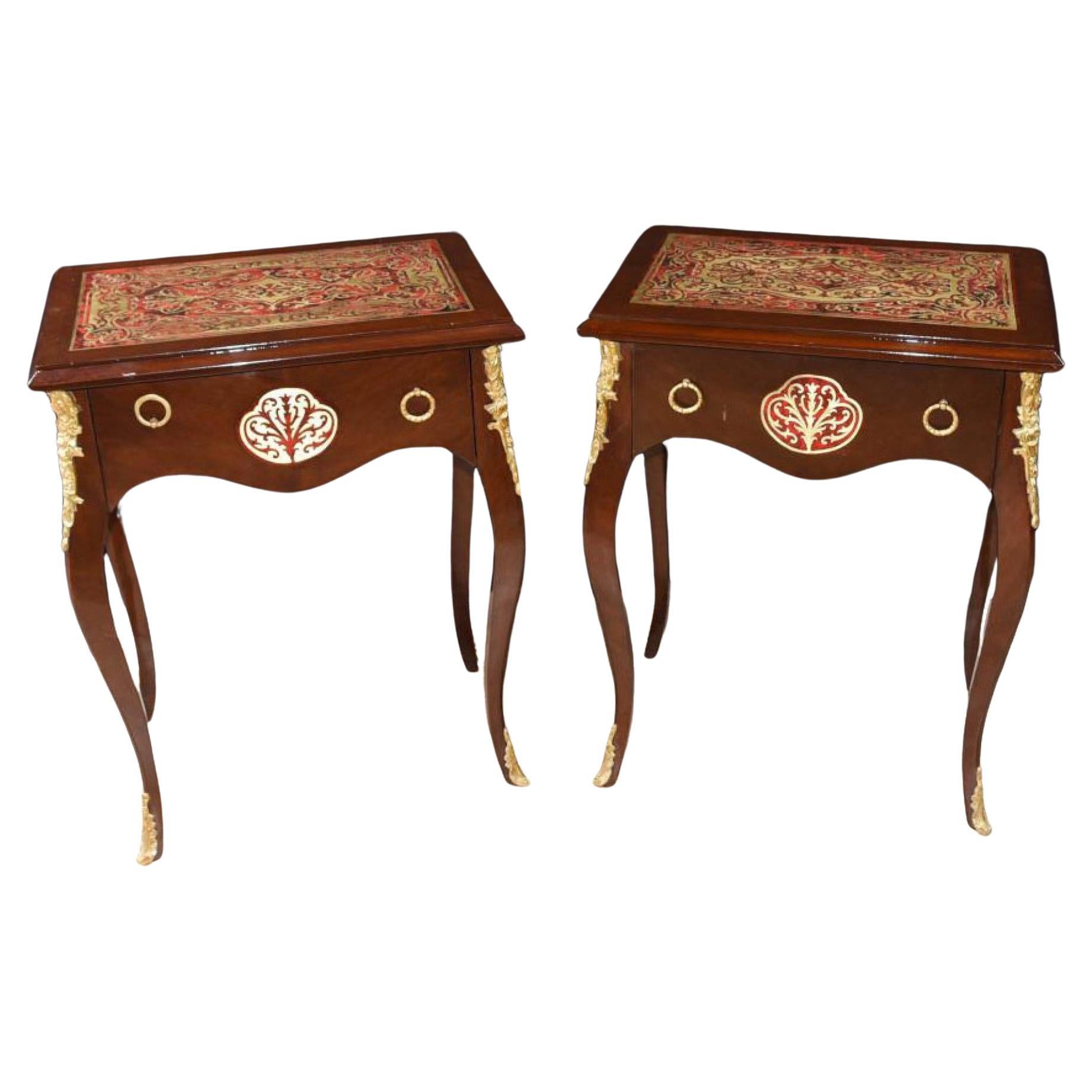 Pair Boulle Inlay Side Tables Cocktail Table French Furniture