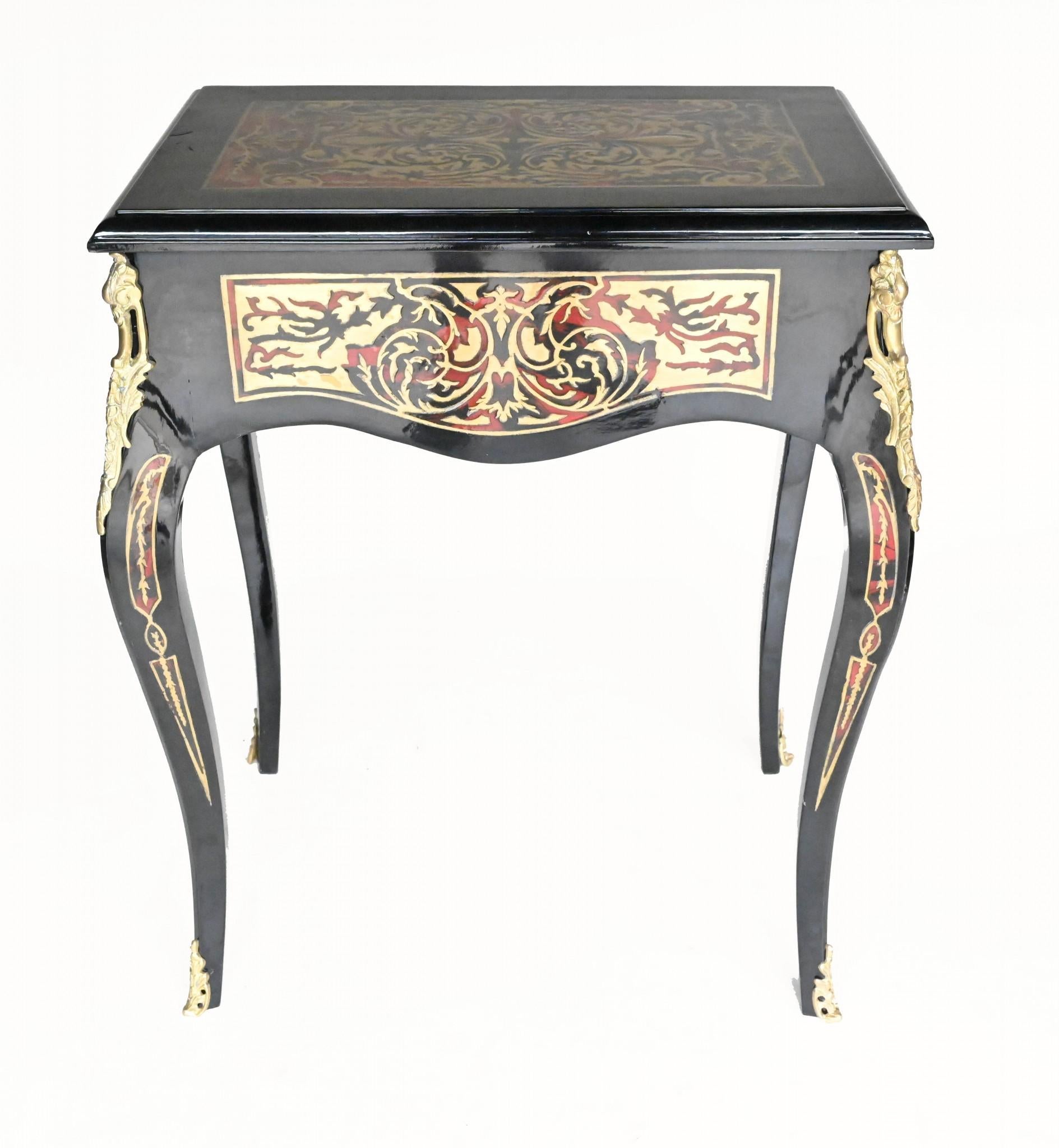 Pair Boulle Side Tables - Lacquer Inlay Cocktail Table In Good Condition For Sale In Potters Bar, GB