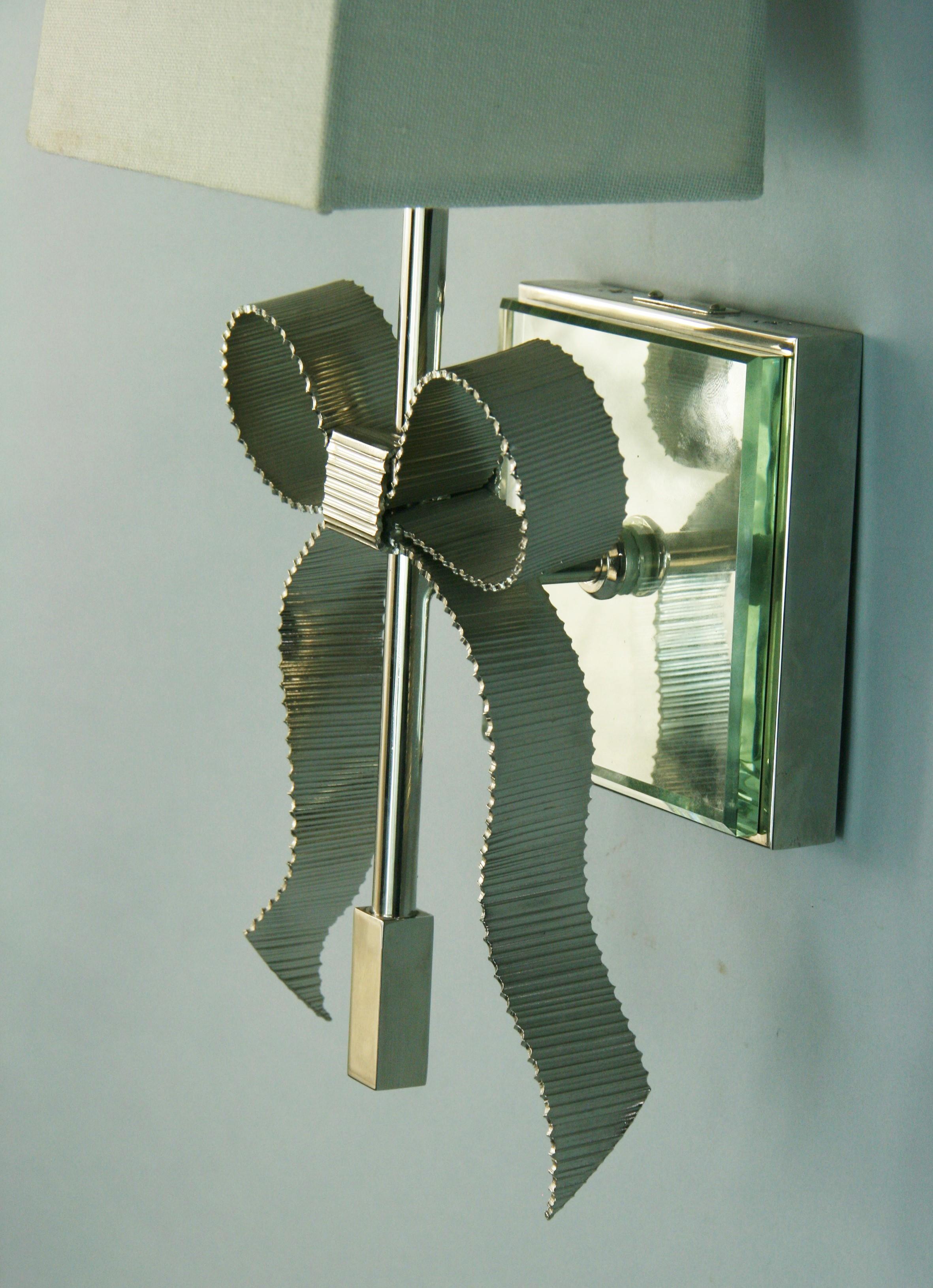 Pair Bowe Mirrored back sconces Designed By Kate Spade for Intertek Circa  2012 For Sale 1