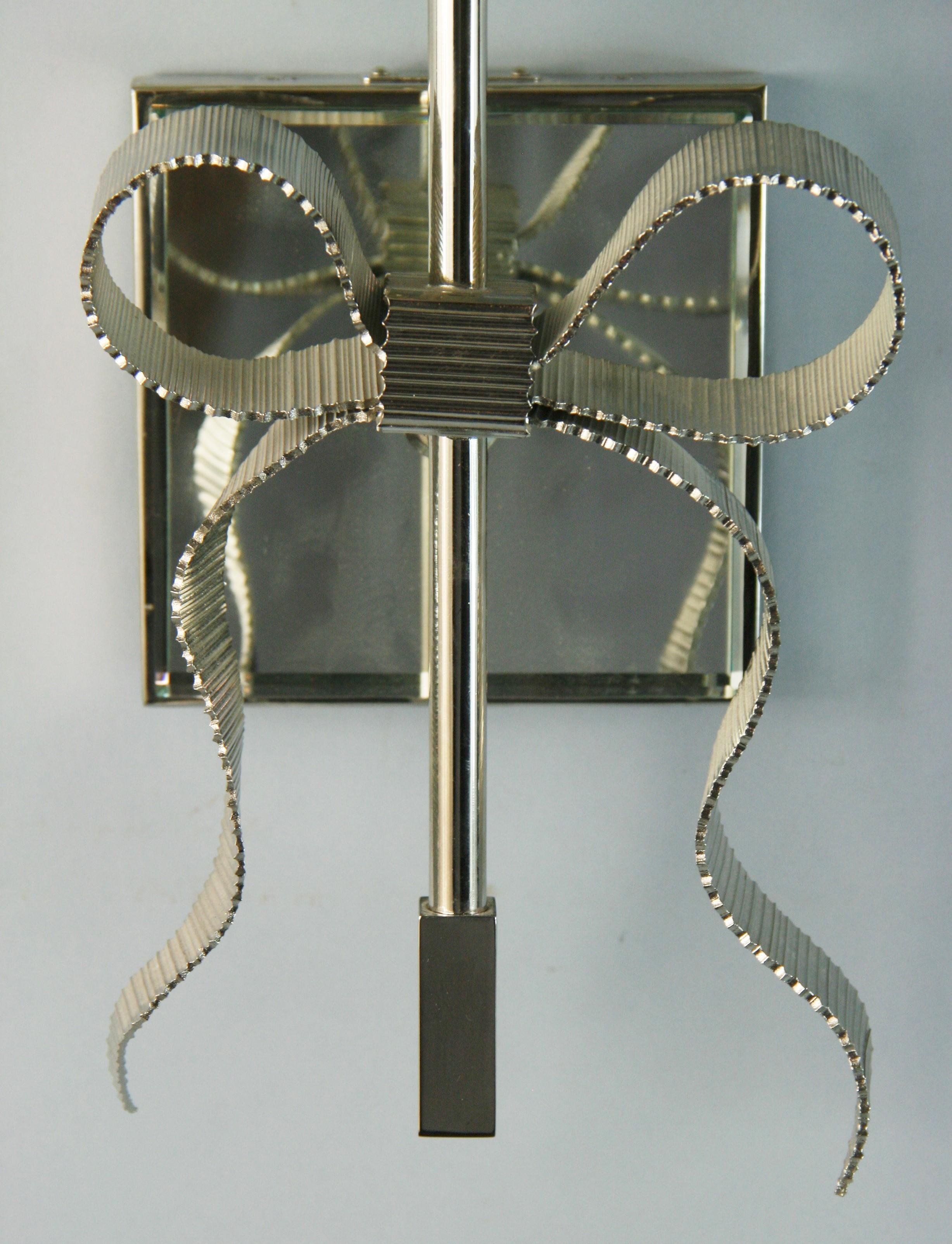 Pair Bowe Mirrored back sconces Designed By Kate Spade for Intertek Circa  2012 For Sale 4