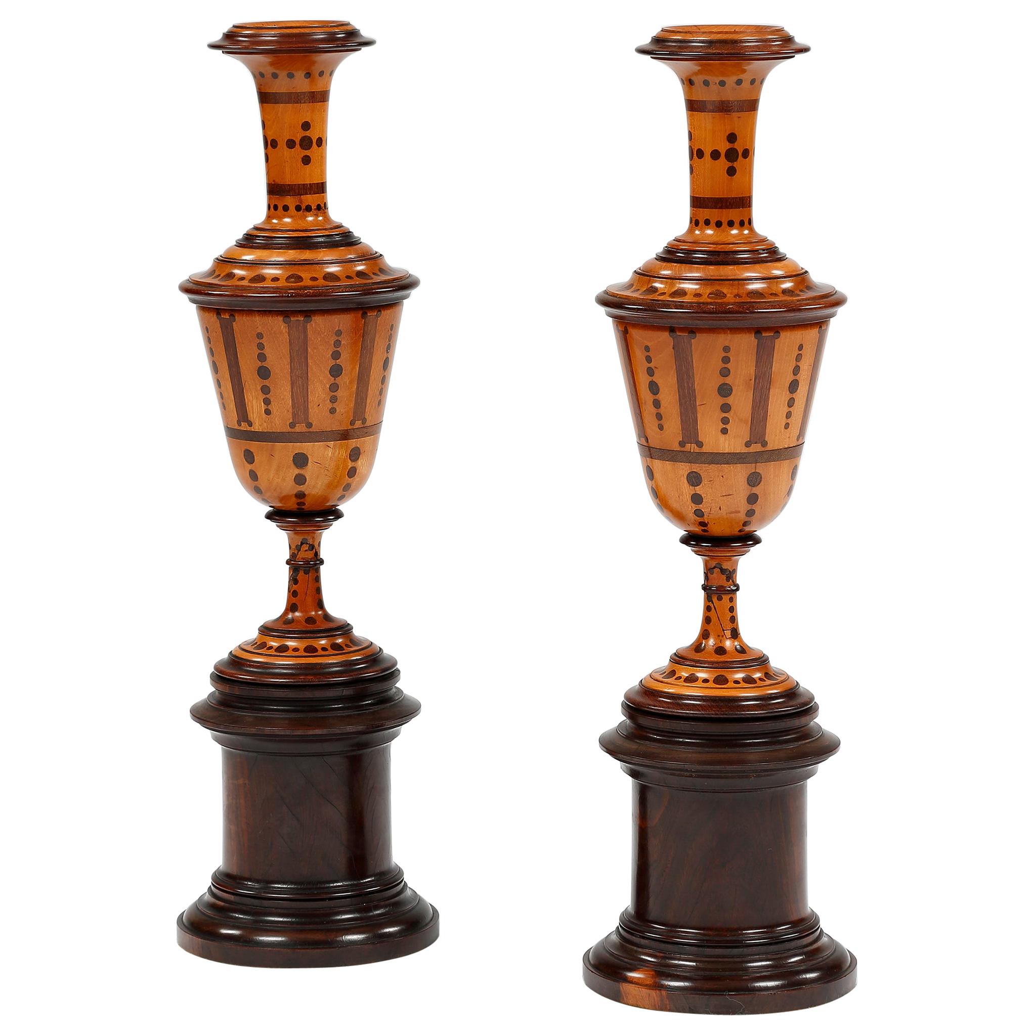 Pair of Boxwood Chimney Ornaments For Sale