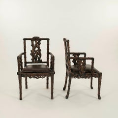 Pair Branch Aesthetic Wood Arm Chairs