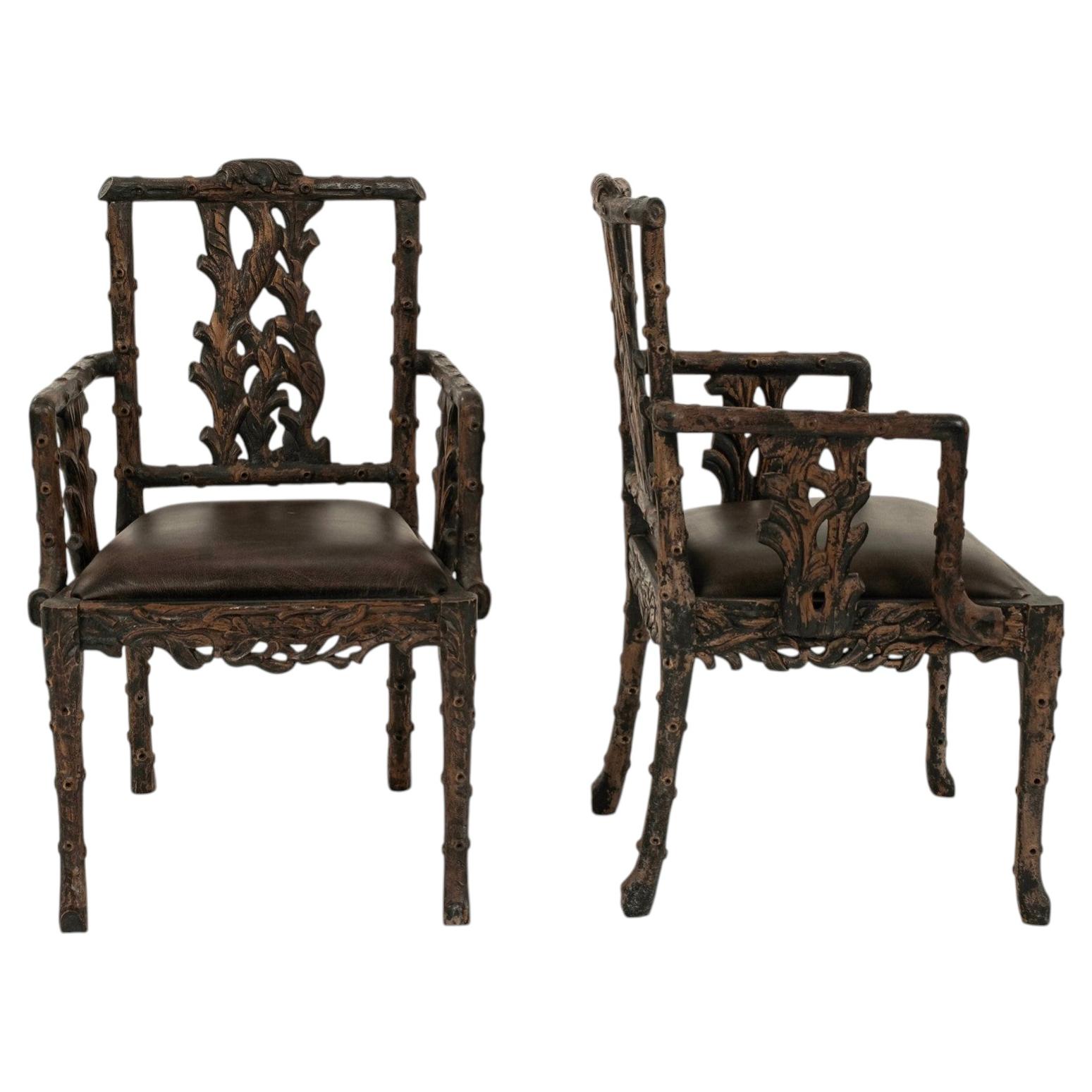 Paar Branch Aesthetic Wood Arm Chairs