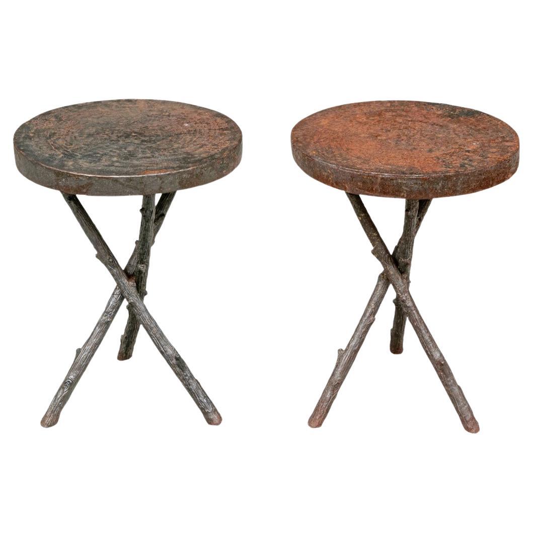 Pair Branch Form Iron Garden End Tables