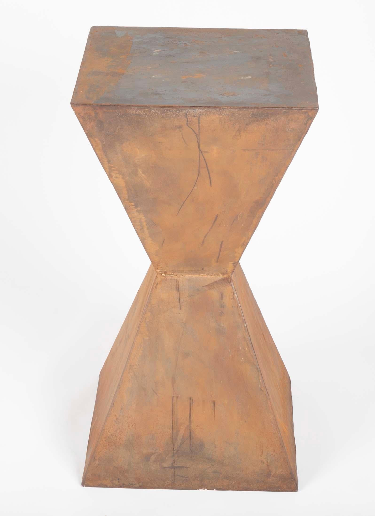 Pair of Brancusi Style Steel Pedestal Side Tables For Sale 1