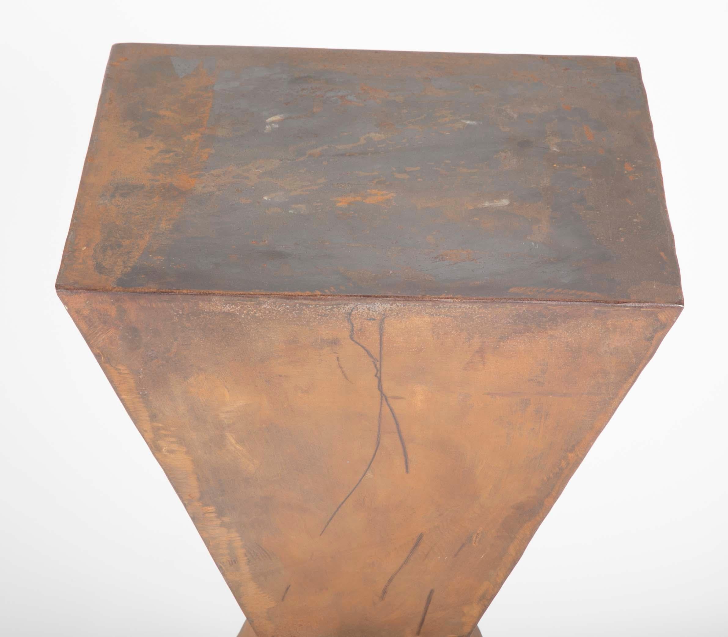 Pair of Brancusi Style Steel Pedestal Side Tables For Sale 2
