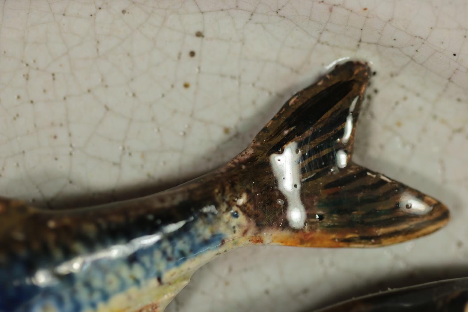Pair of Brard Palissy Majolica Palissy Fish Plates 2